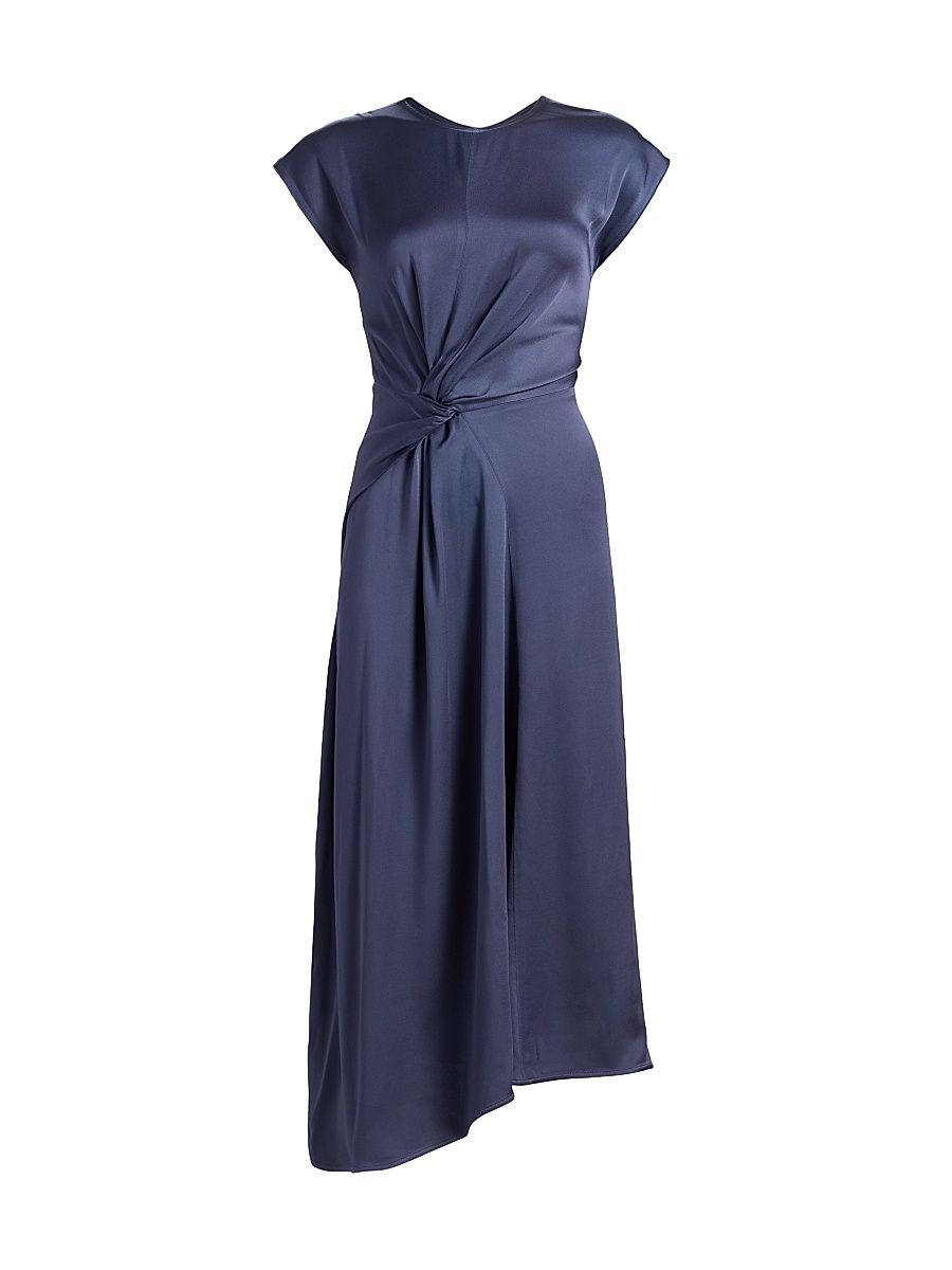 Women's Satin Twist Waist Midi-Dress - Eclipse - Size 0