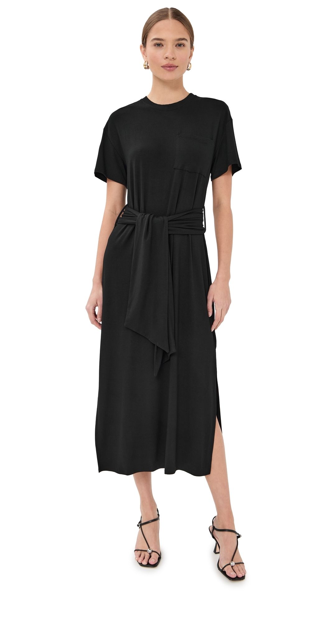 SIMKHAI Kassie T-Shirt Dress with Tie Black S