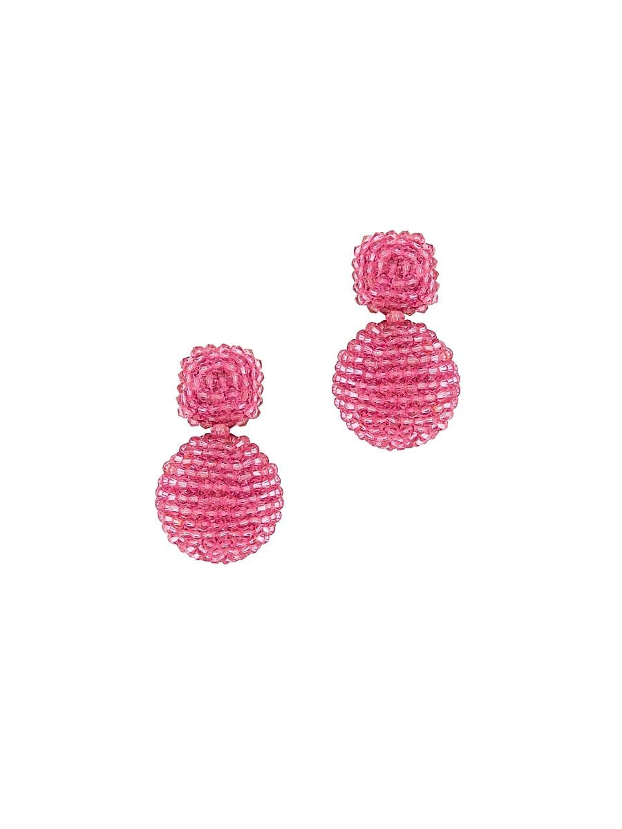 Women's Round Beaded Drop Earrings - Rose