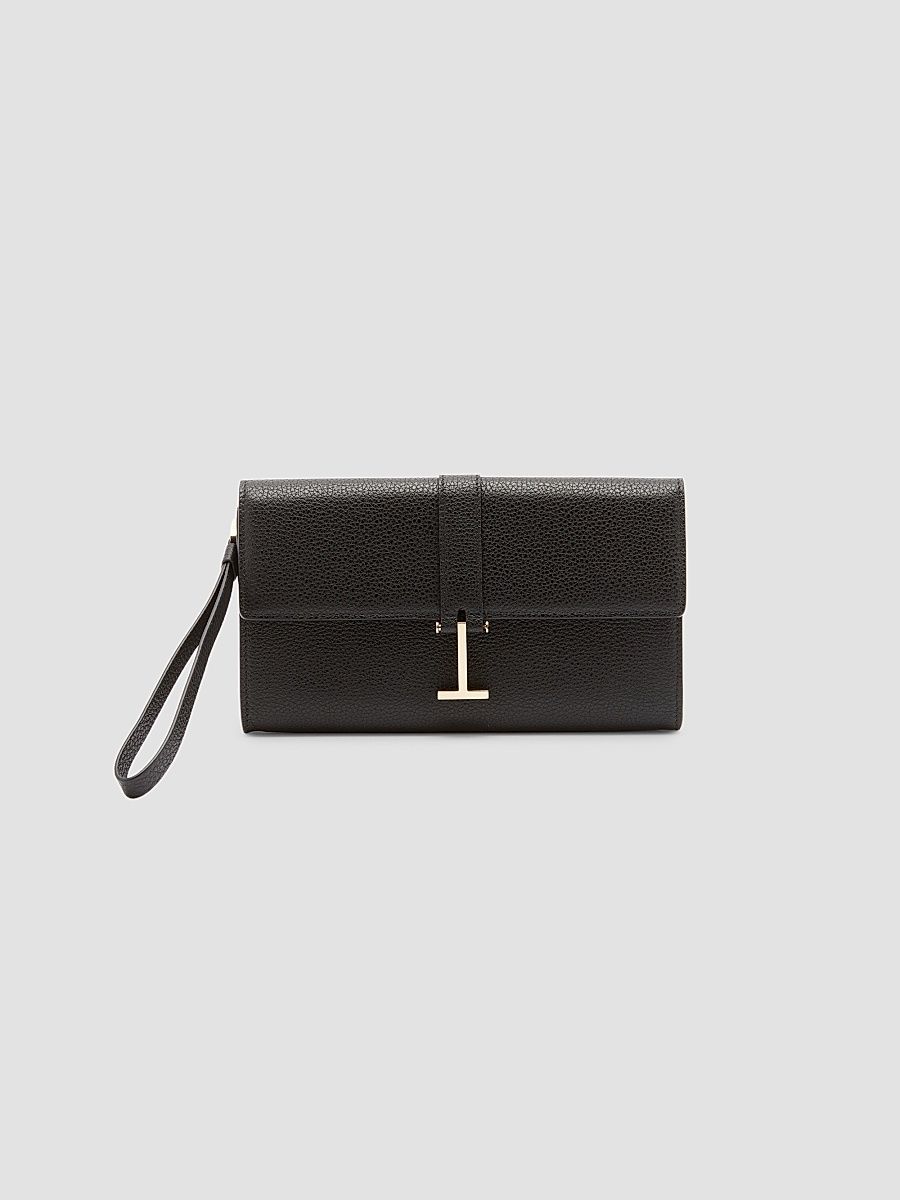 Women's Kara Leather Wristlet - Black