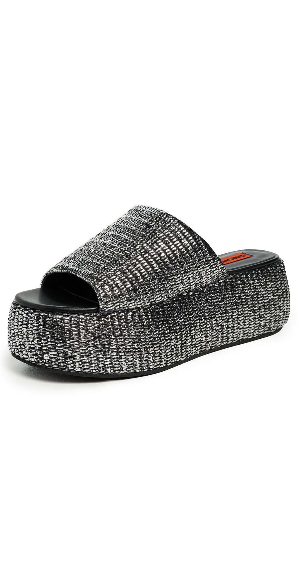 SIMONMILLER Metallic Raffia Cloudy Platform Sandals Black/Silver 37