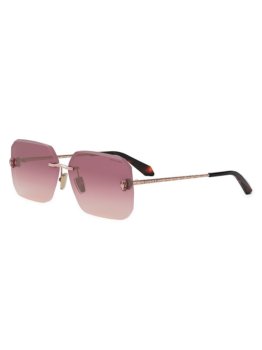 Women's Serpenti 62MM Rectangular Sunglasses - Rose Gold Bordeaux Gradient