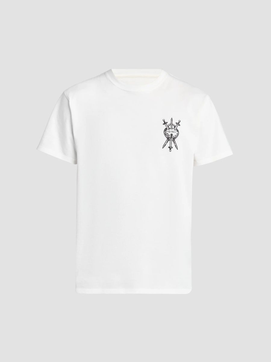 McQueen Men's Logo-Embroidered Cotton T-Shirt - White - Size XXL