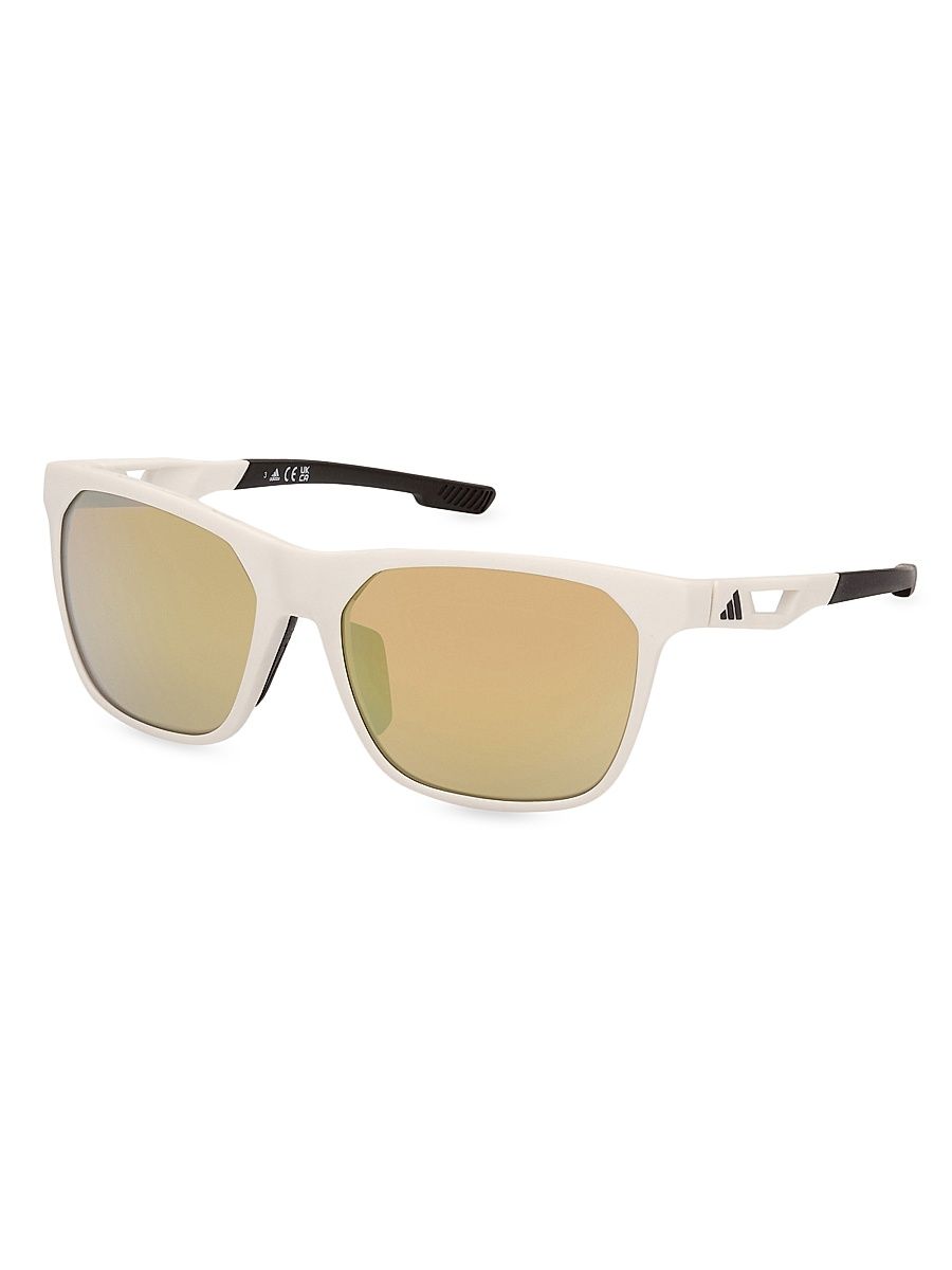 Men's 55MM Square Sunglasses - White Brown Mirror