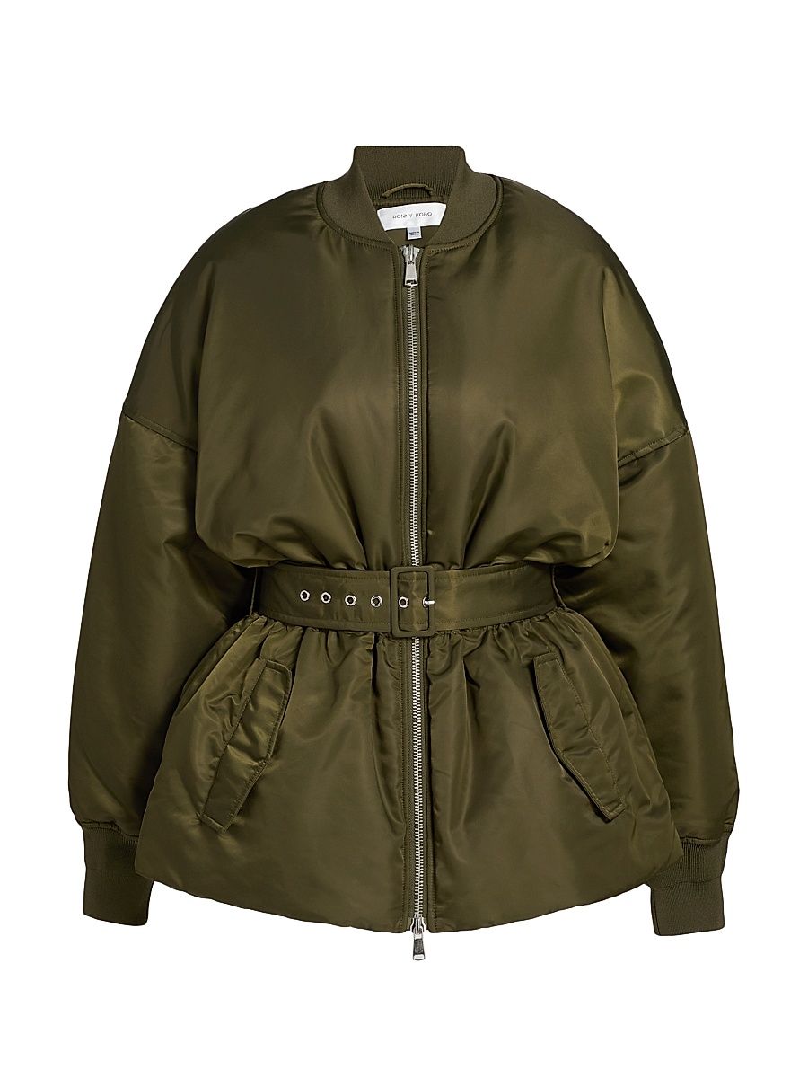 Women's Norell Belted Bomber Jacket - Surplus Green - Size Small