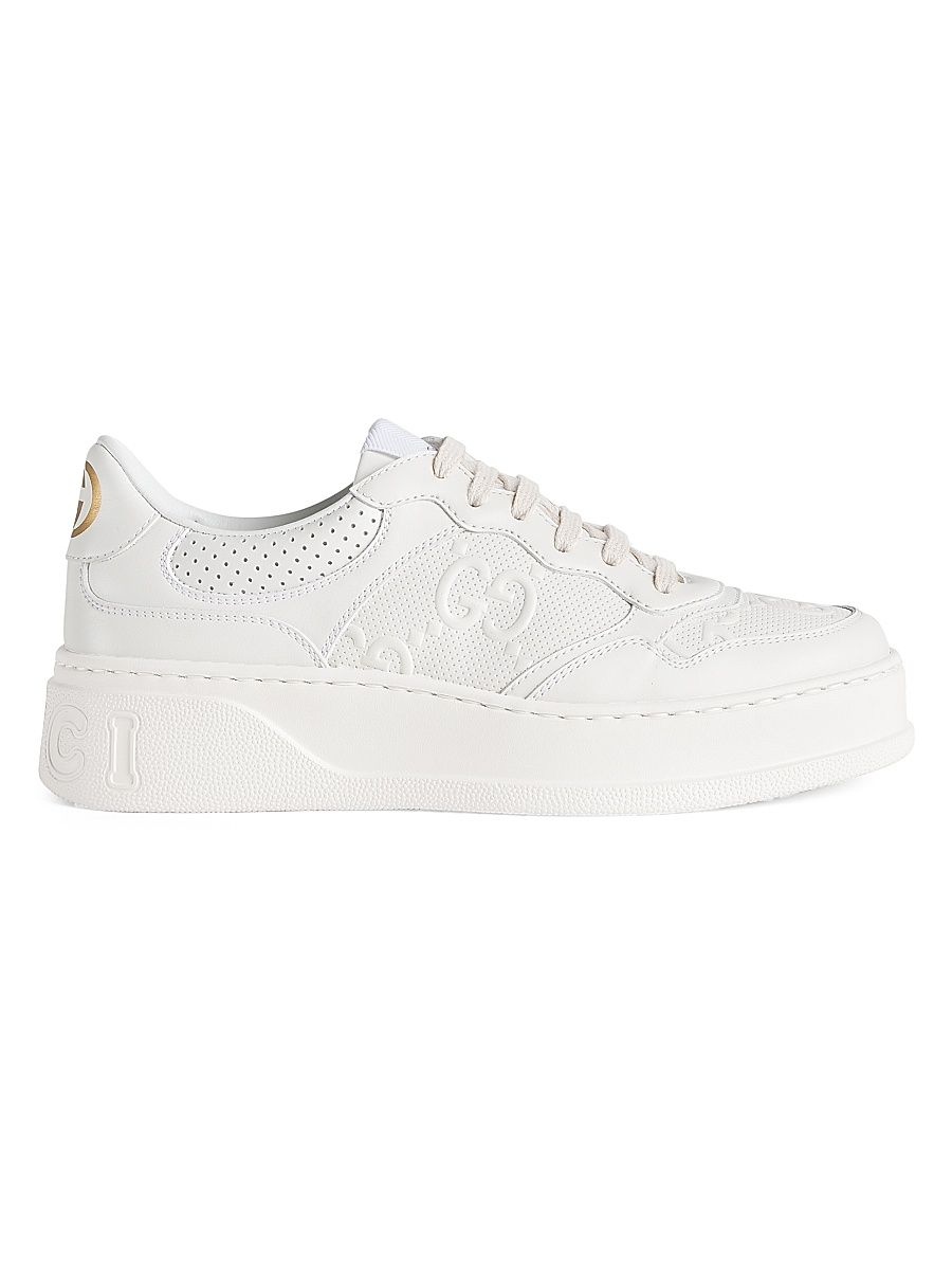 Women's GG Embossed Leather Sneakers - White - Size 4.5