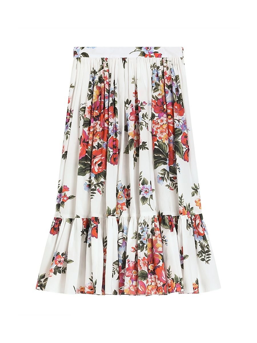 Little Girl's & Girl's Floral Cotton Skirt - Bianco - Size 14