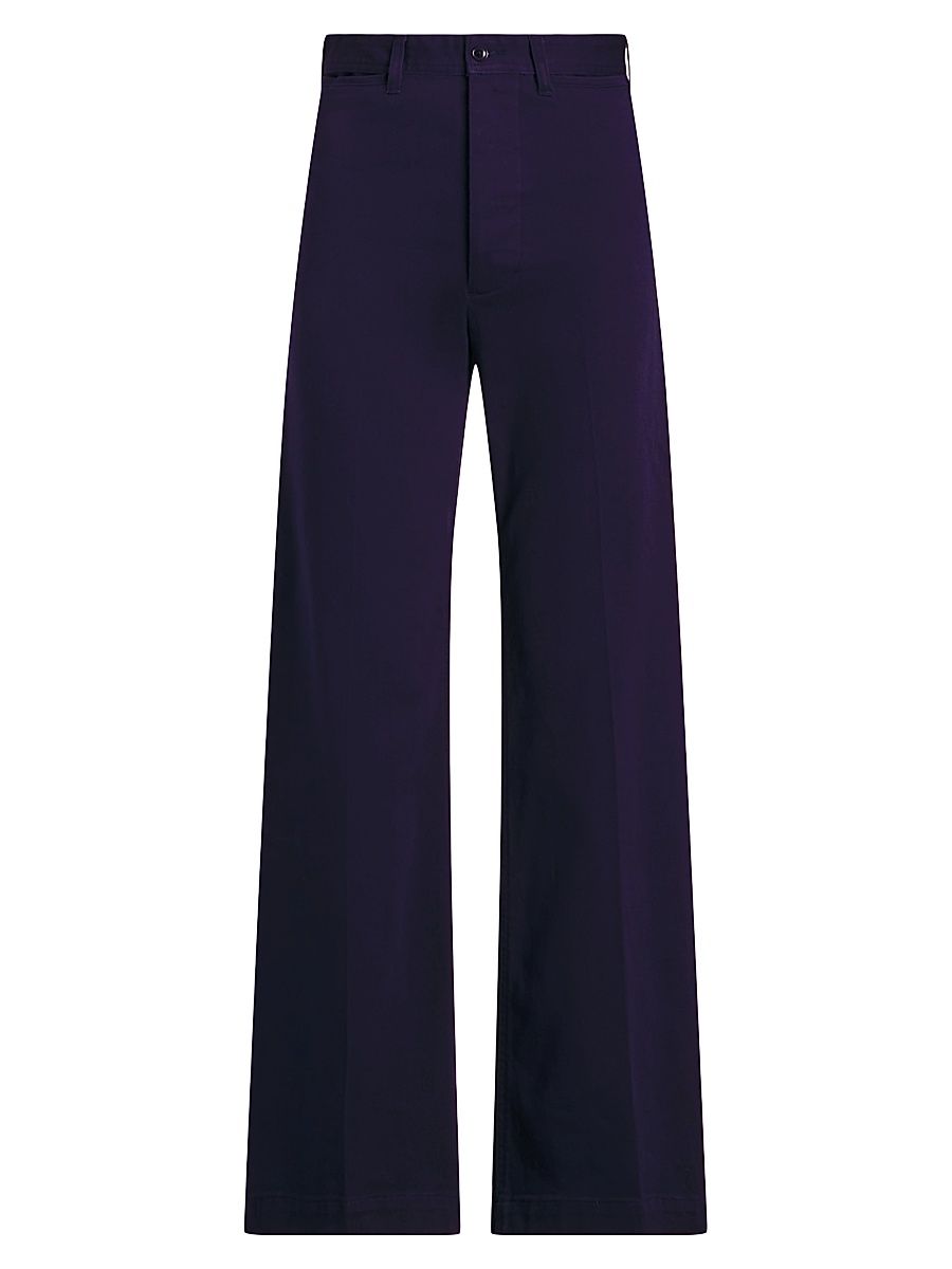 Women's Wide-Leg Cotton-Blend Twill Pants - Cruise Navy - Size 4