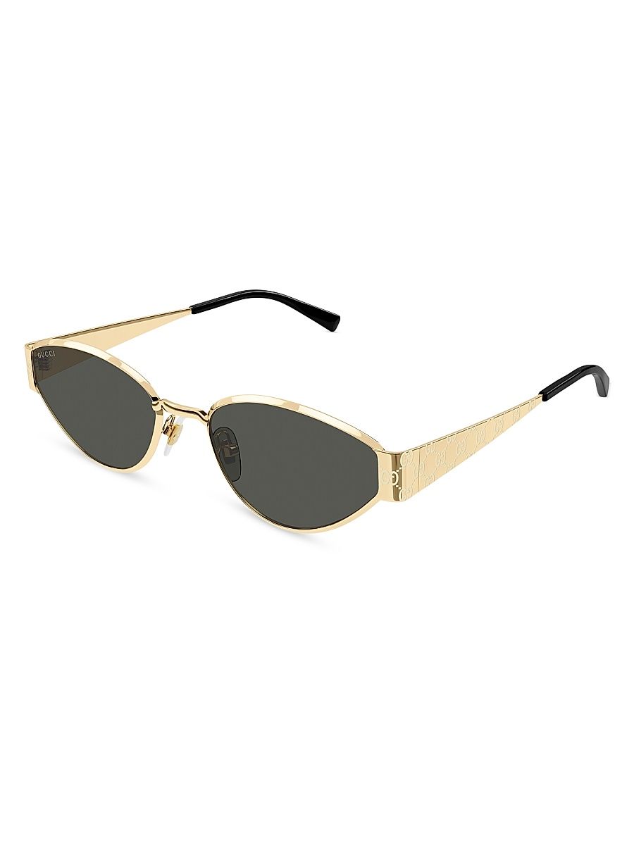 Women's Guccissima Metal 55MM Geometric Sunglasses - Gold Smoke