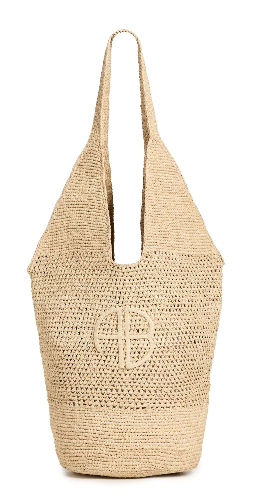 ANINE BING Leah Logo Hobo Bag Natural One Size