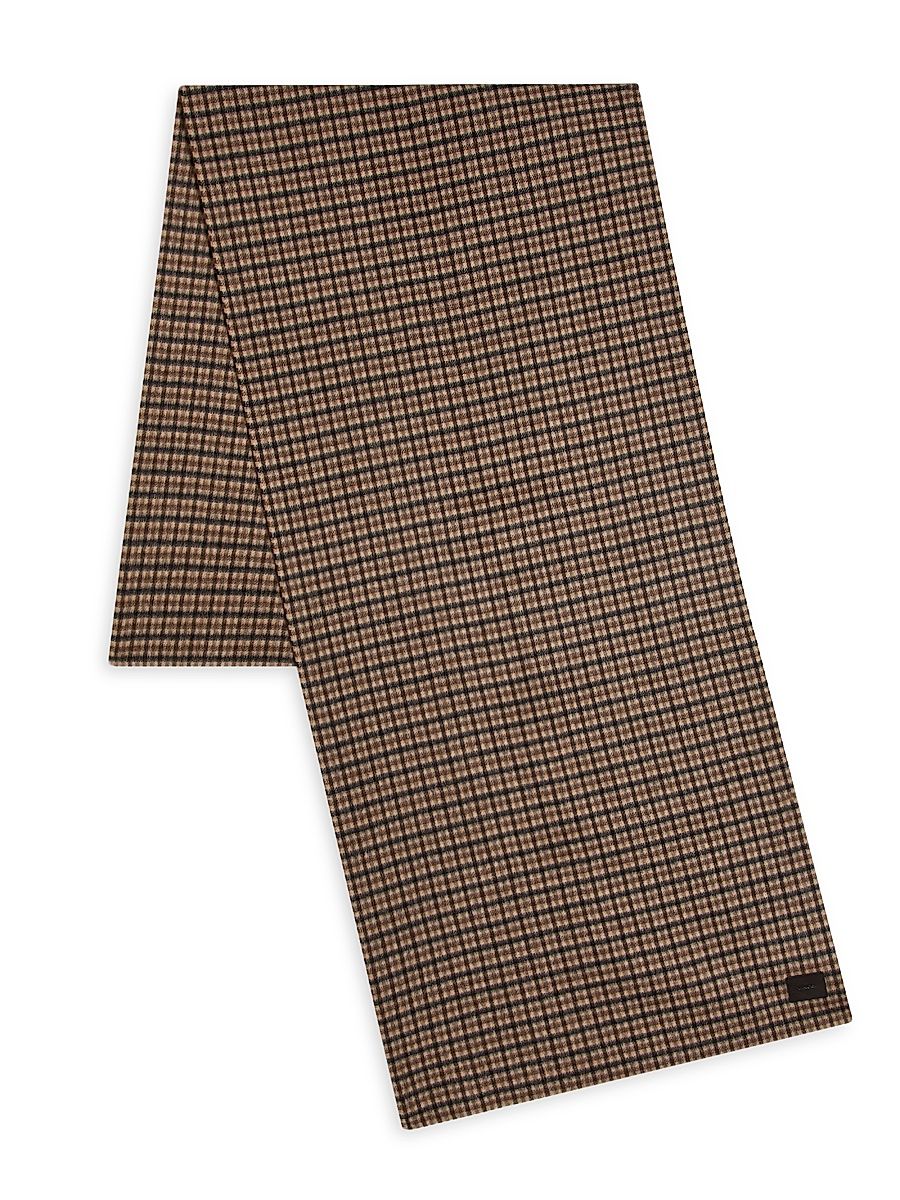 Women's Gingham Wool-Cashmere Wrap - Black Grape Gingham Plaid