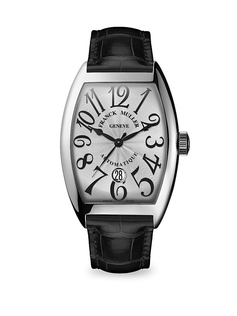 Women's Cintree Curvex 55MM Stainless Steel Alligator Strap Watch - Black