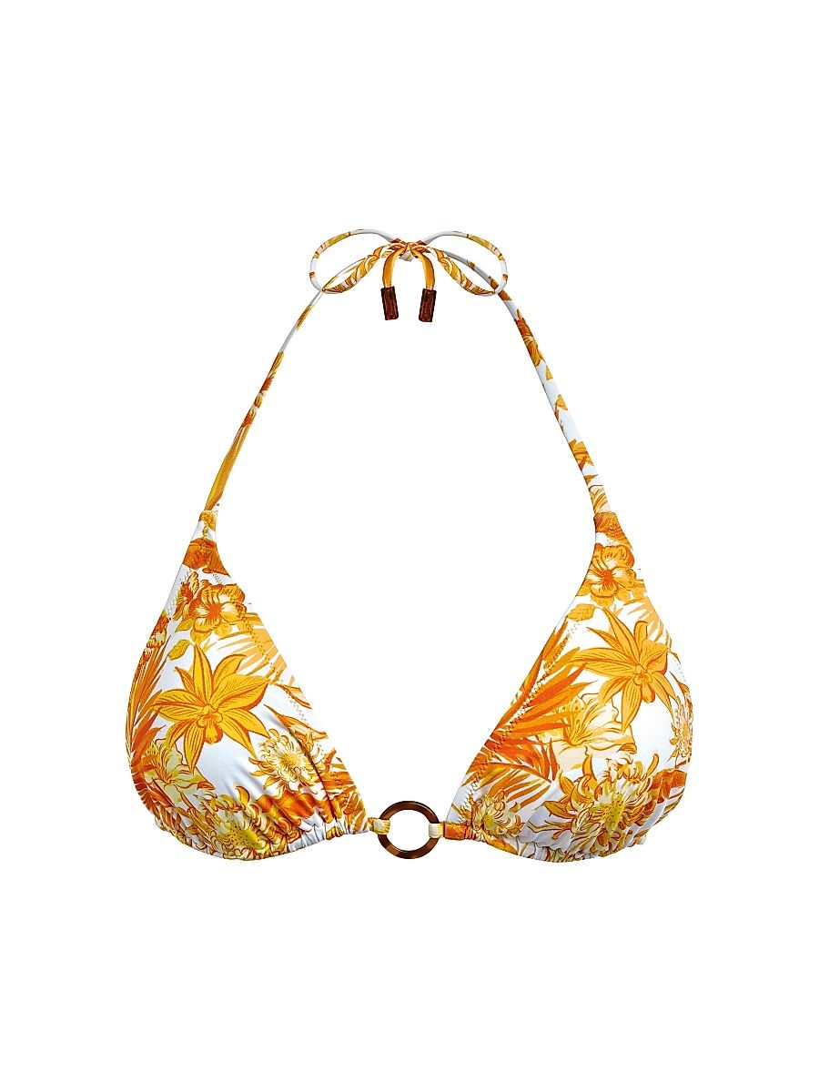 Women's Tahiti Floral Triangle Bikini Top - Mais - Size Large