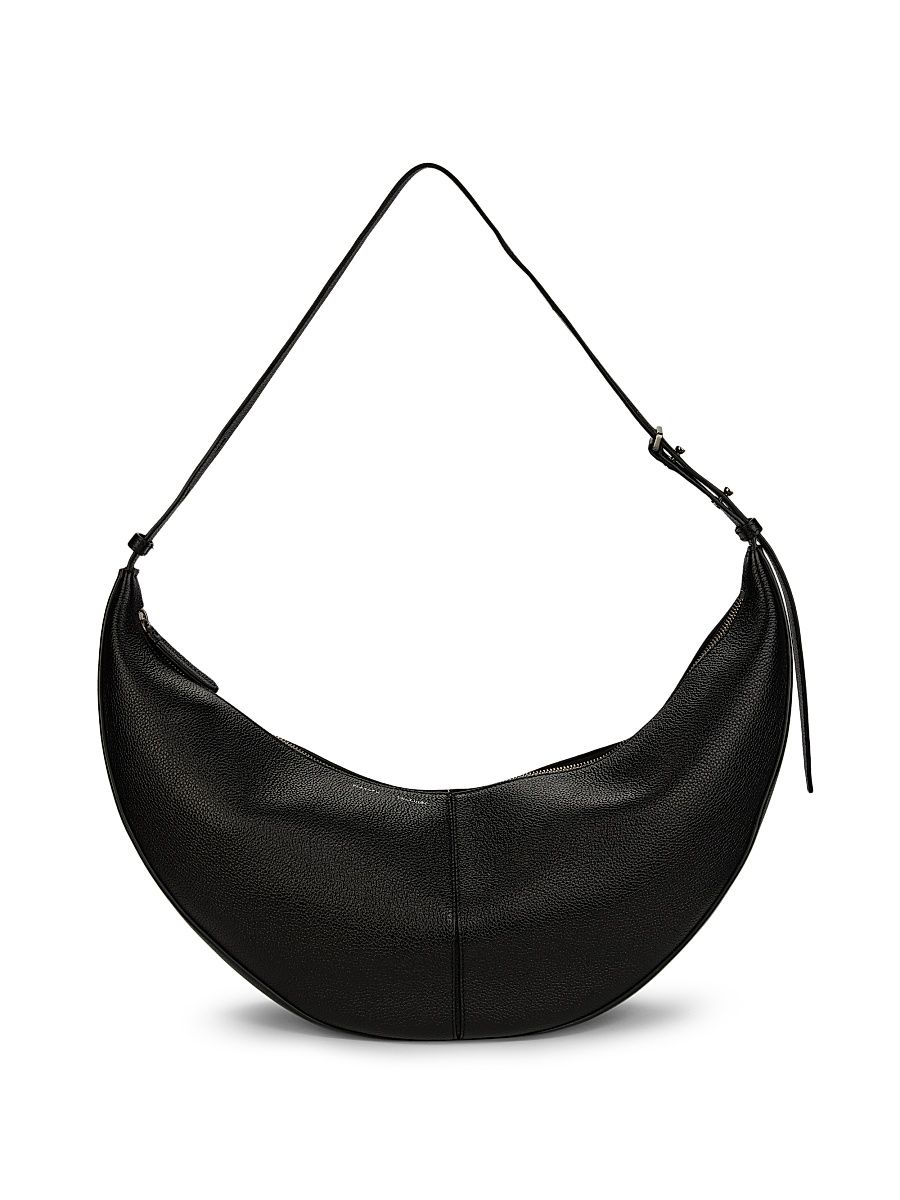 Women's Slide Pebbled Leather Hobo Bag - Black
