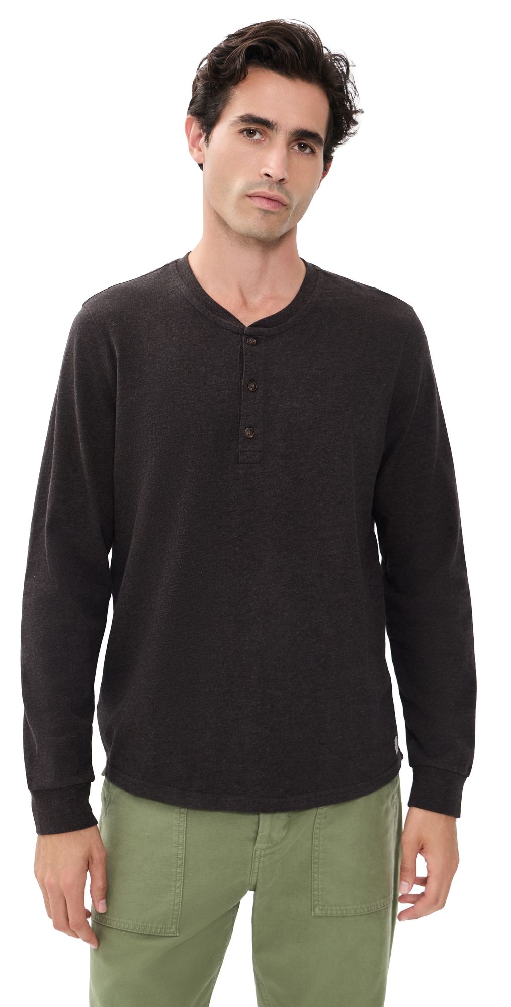 Marine Layer Luxe 250 Henley Tee Java L