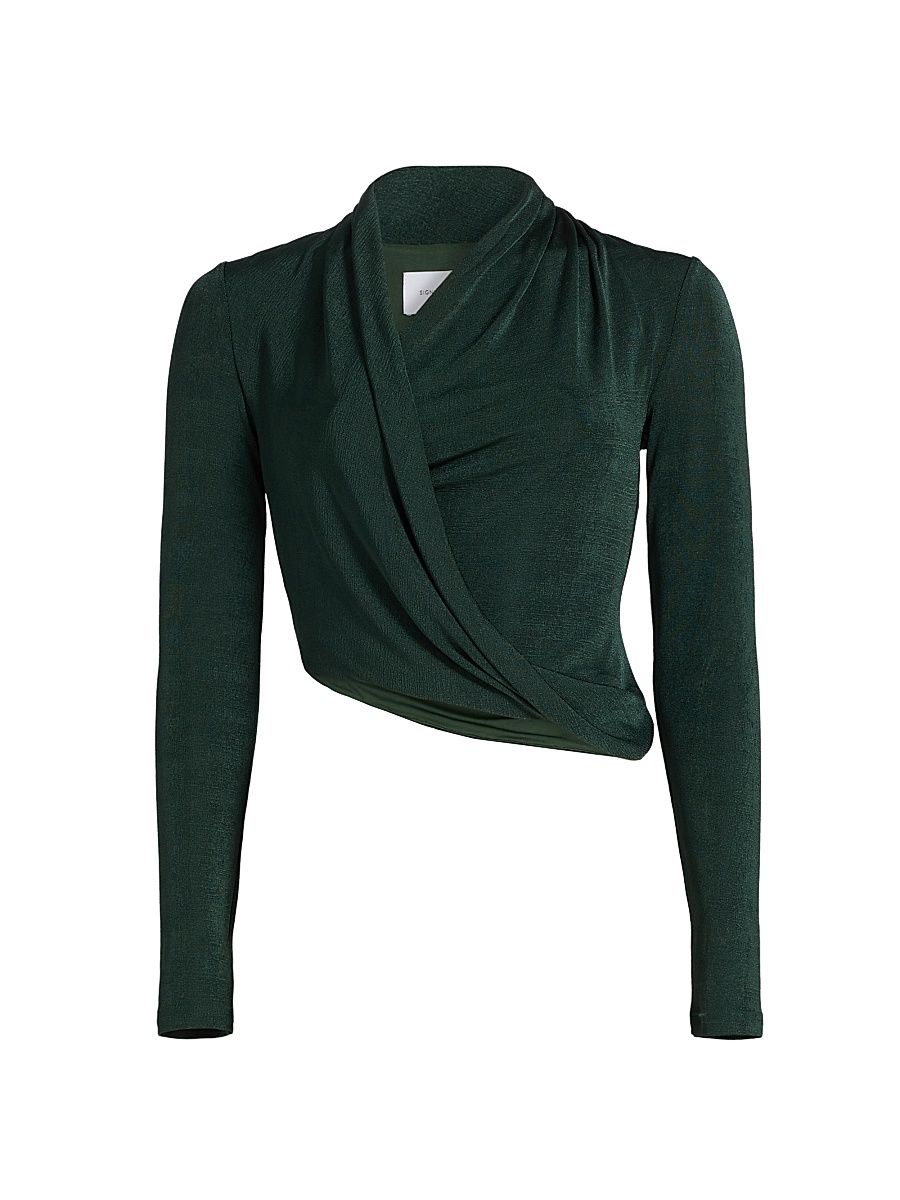 Women's Nailah Asymmetric Long-Sleeve Top - Pine - Size 10
