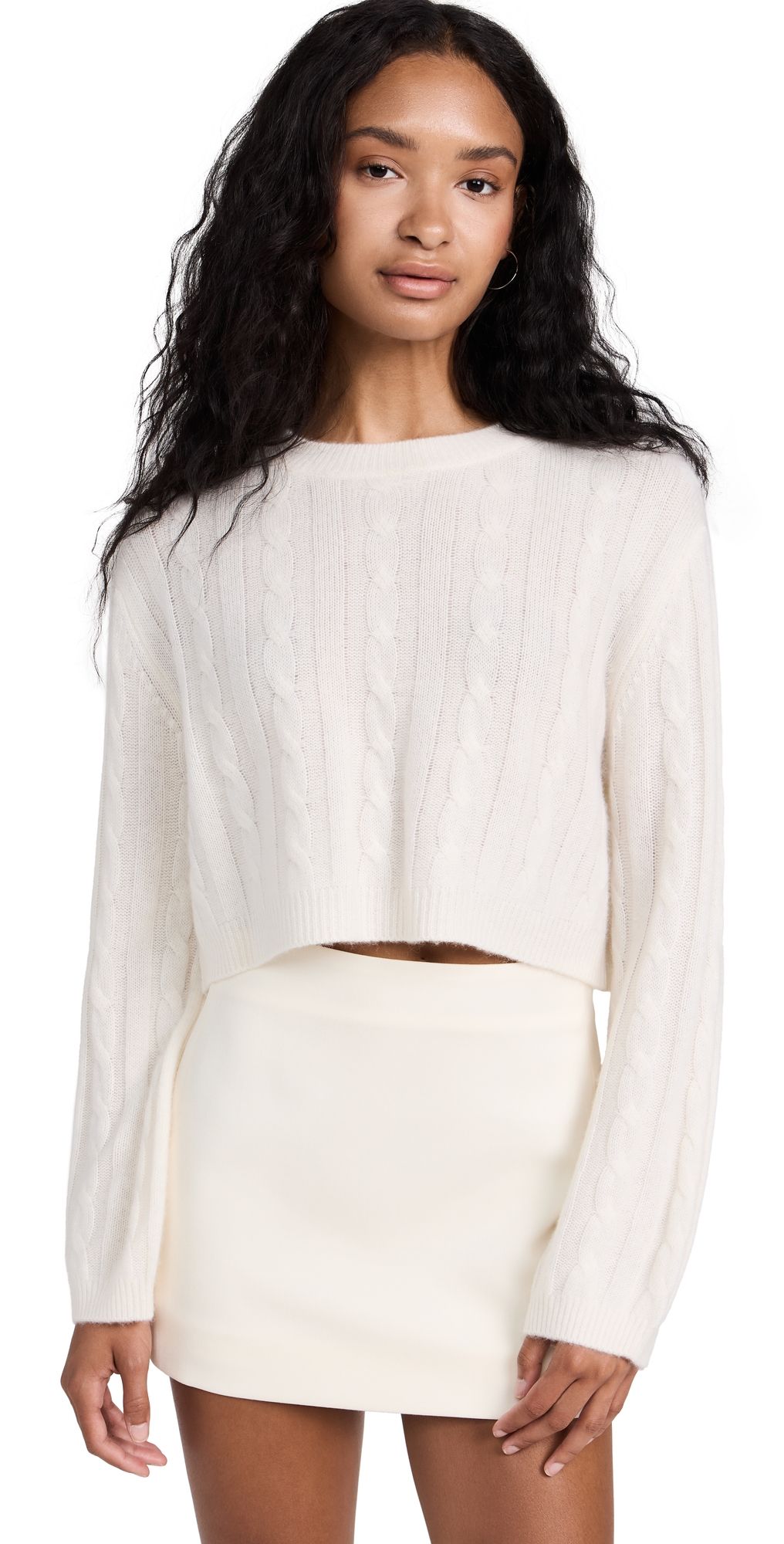 Sablyn Emmanuel Cashmere Cable Knit Sweater Gardenia L