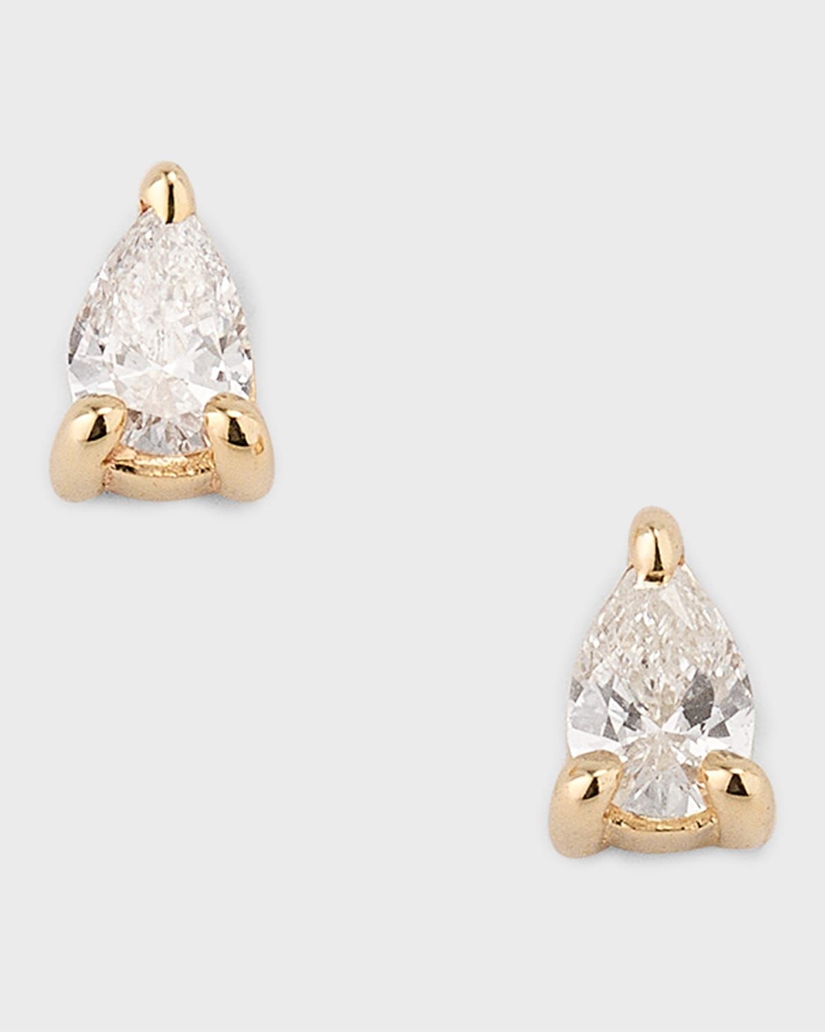 14K Gold Diamond Pear Stud Earrings