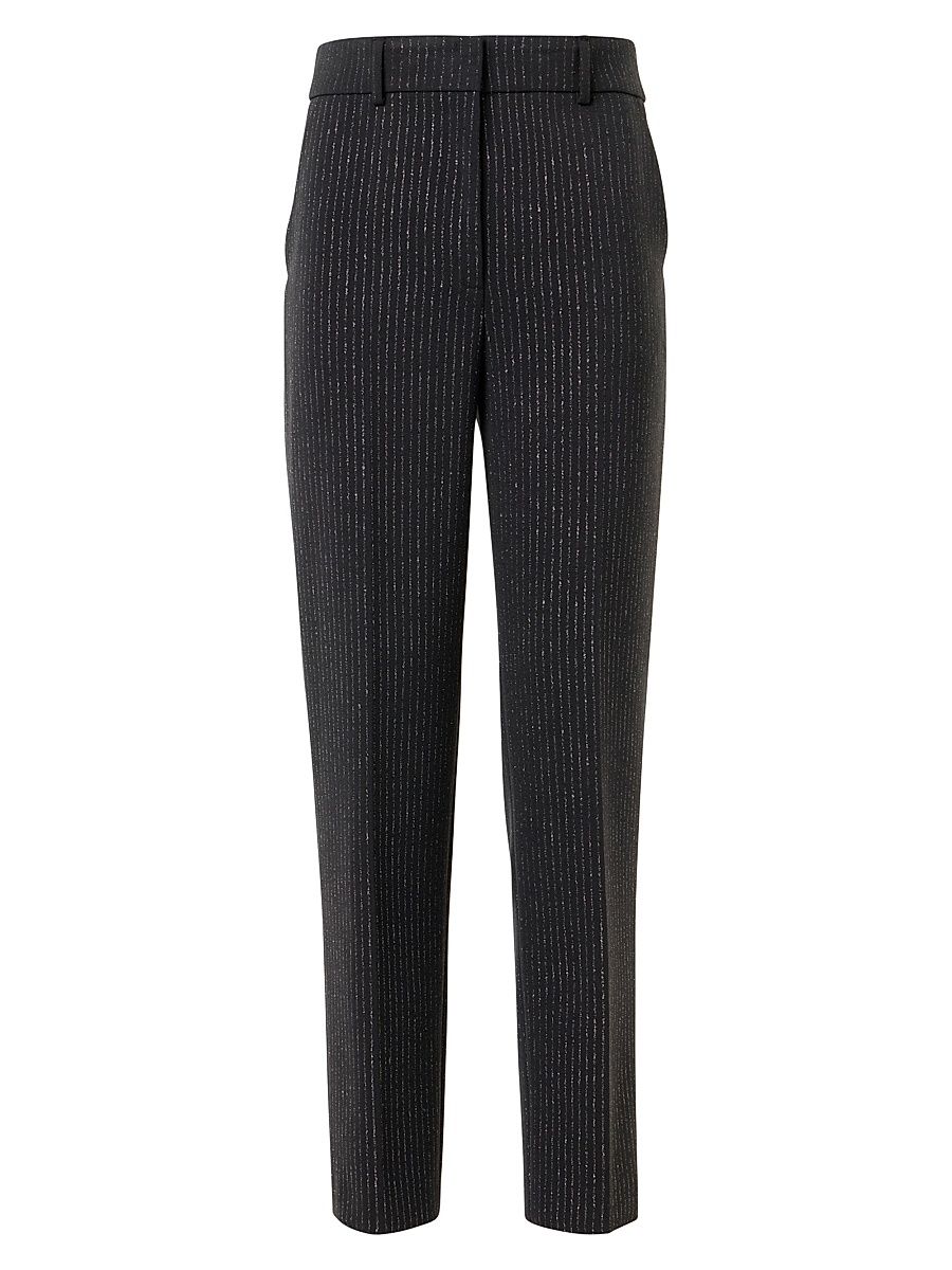 Women's Feryn Metallic Pinstripe Pants - Black Brushed Steel - Size 18