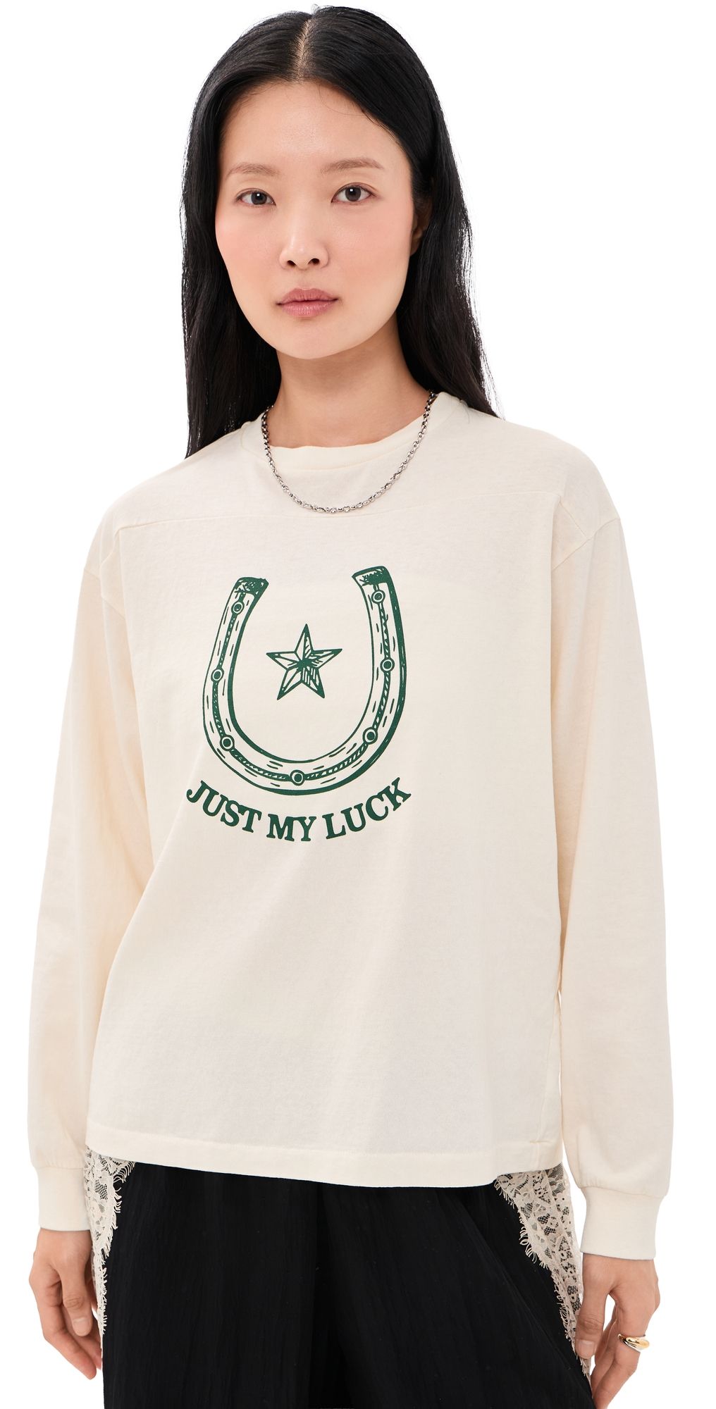 Sunny Somewhere Just My Luck Long Sleeve Tee Off White L