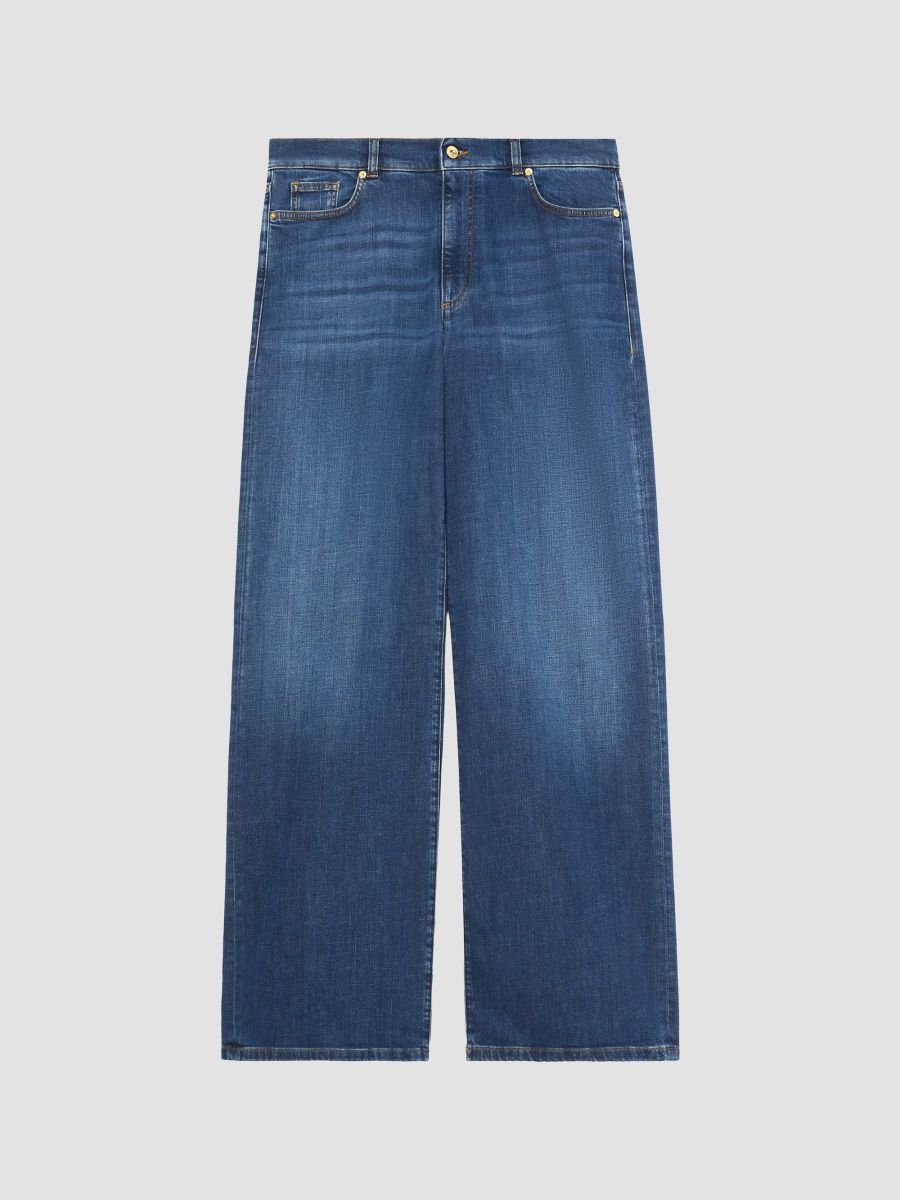 Marina Rinaldi Women's Wide Leg Stretch Denim Jeans - Navy - Size 22