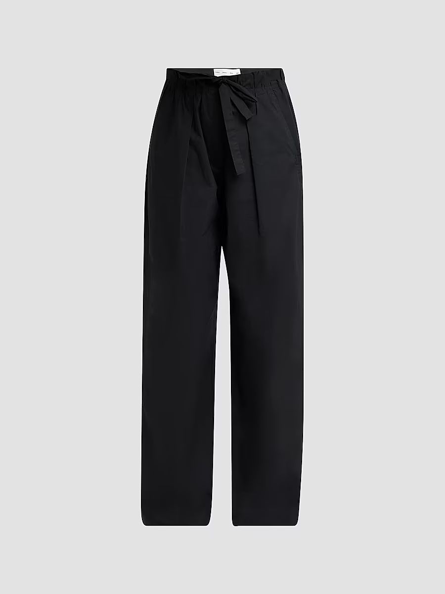 Proenza Schouler White Label Women's Barrett Stretch Cotton Poplin Straight-Leg Pants - Black - Size 14