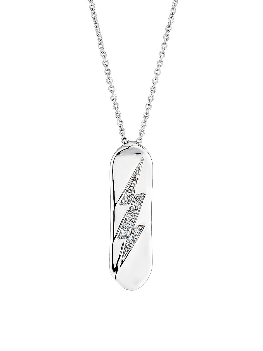 Women's 18K White Gold & 0.09 TCW Diamond Snowboard Pendant Necklace - White Gold