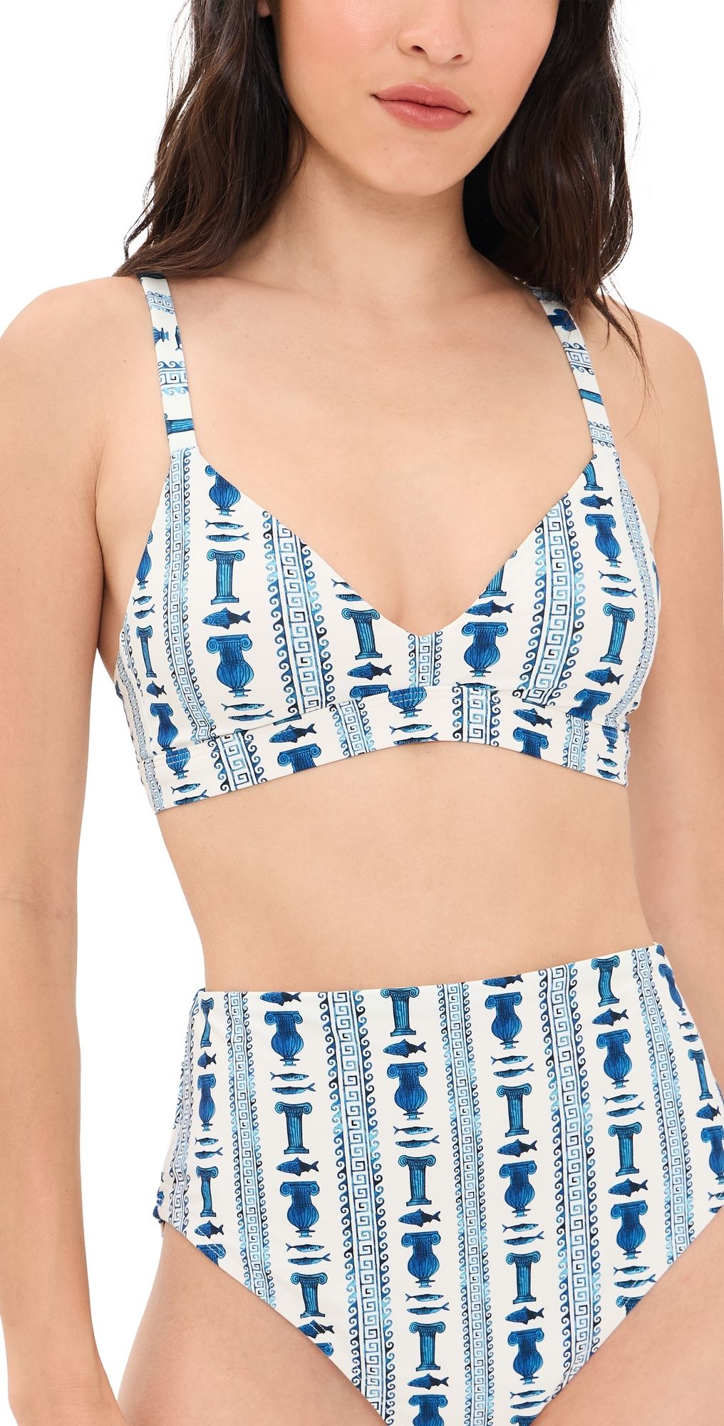STYLEST Lia Burke Push Up Bikini Top Greek Stripes S