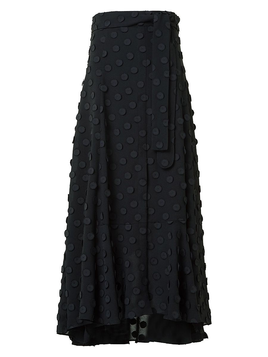 Women's Boho 3D Polka Dot Midi-Skirt - Black - Size 12
