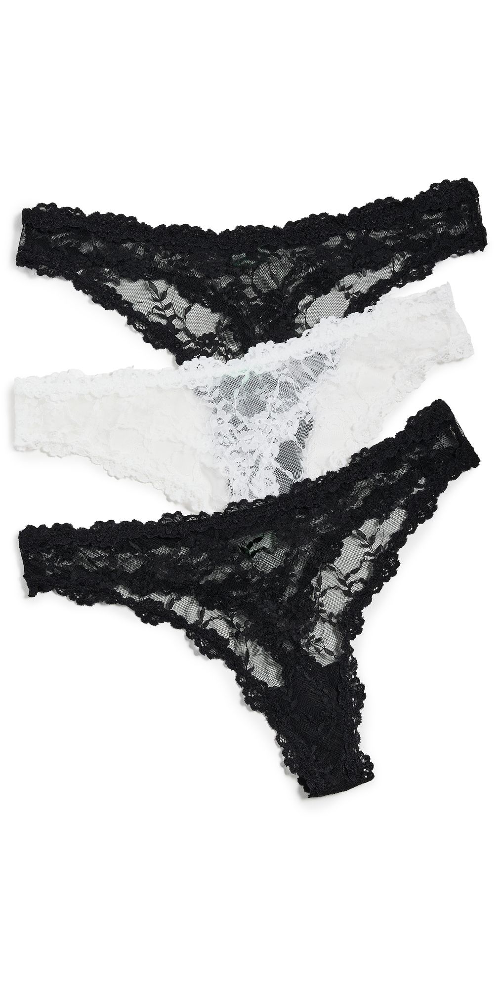 HONEYDEW Maria Lace Thong 3 Pack Black/Ivory/Black S