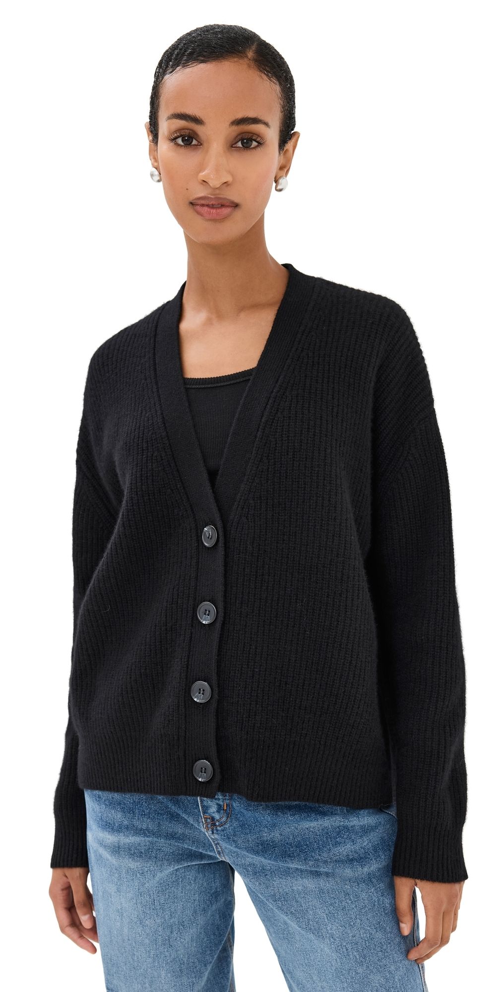 Jenni Kayne Cropped Cashmere Cocoon Cardigan Black XXS