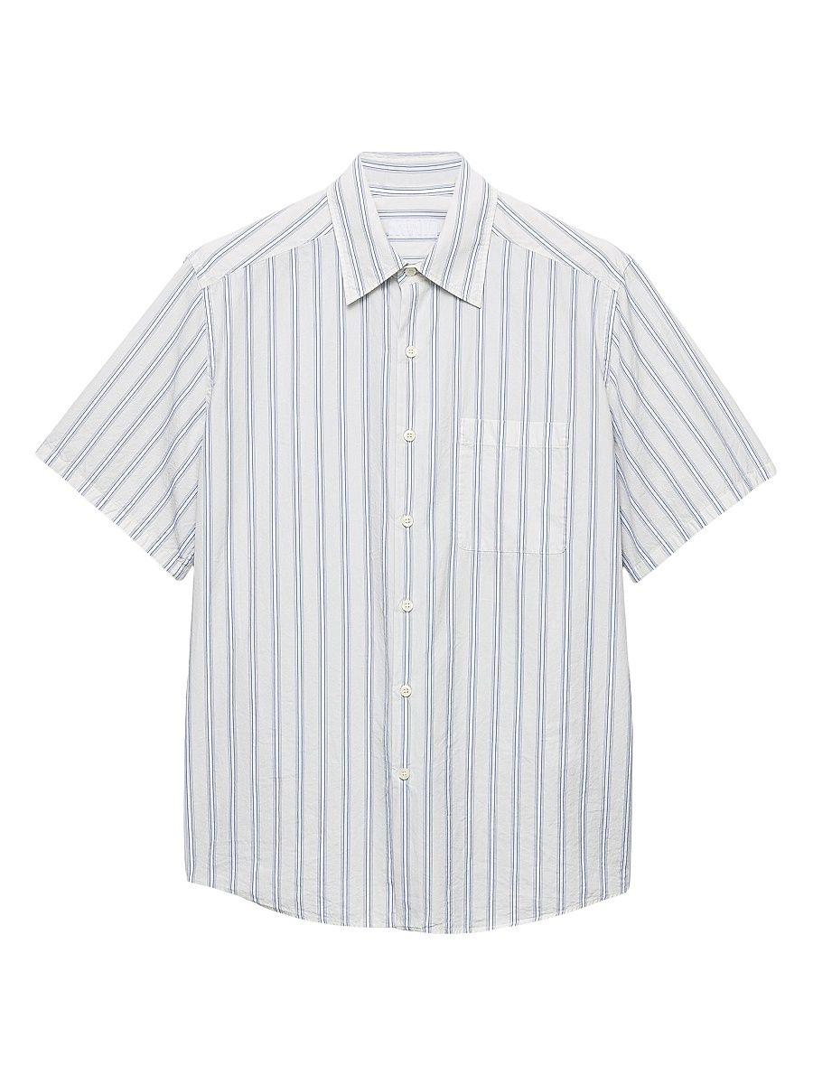 Men's Cotton Shirt - White Blue - Size 16.5