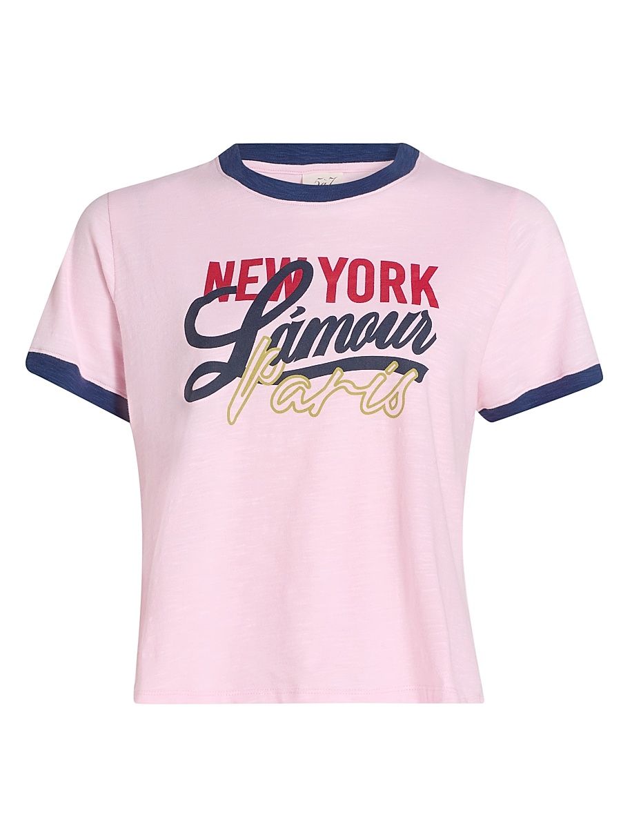 Women's New York L'Amour Paris Shrunken Ringer T-Shirt - Cotton Candy Midnight - Size XL