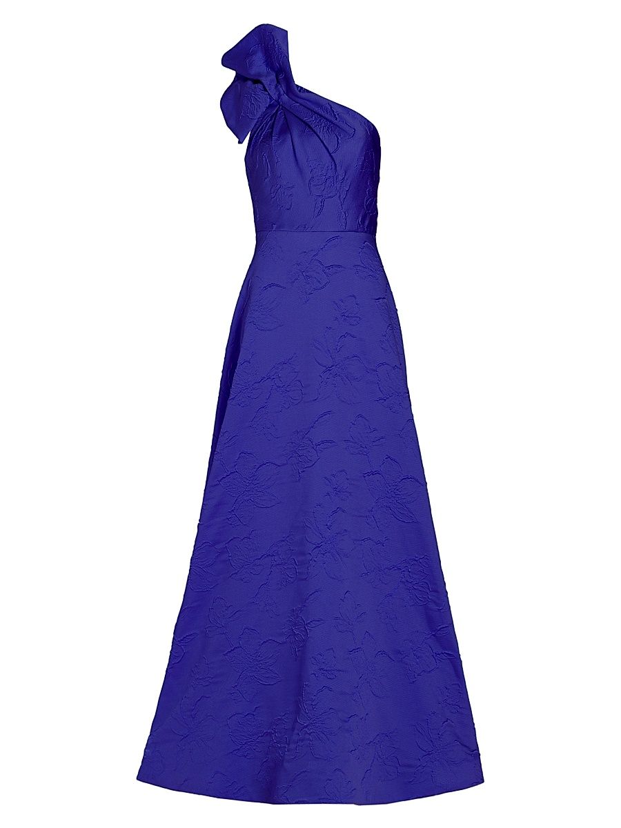 Women's Amira Jacquard One-Shoulder Gown - Midnight - Size 8