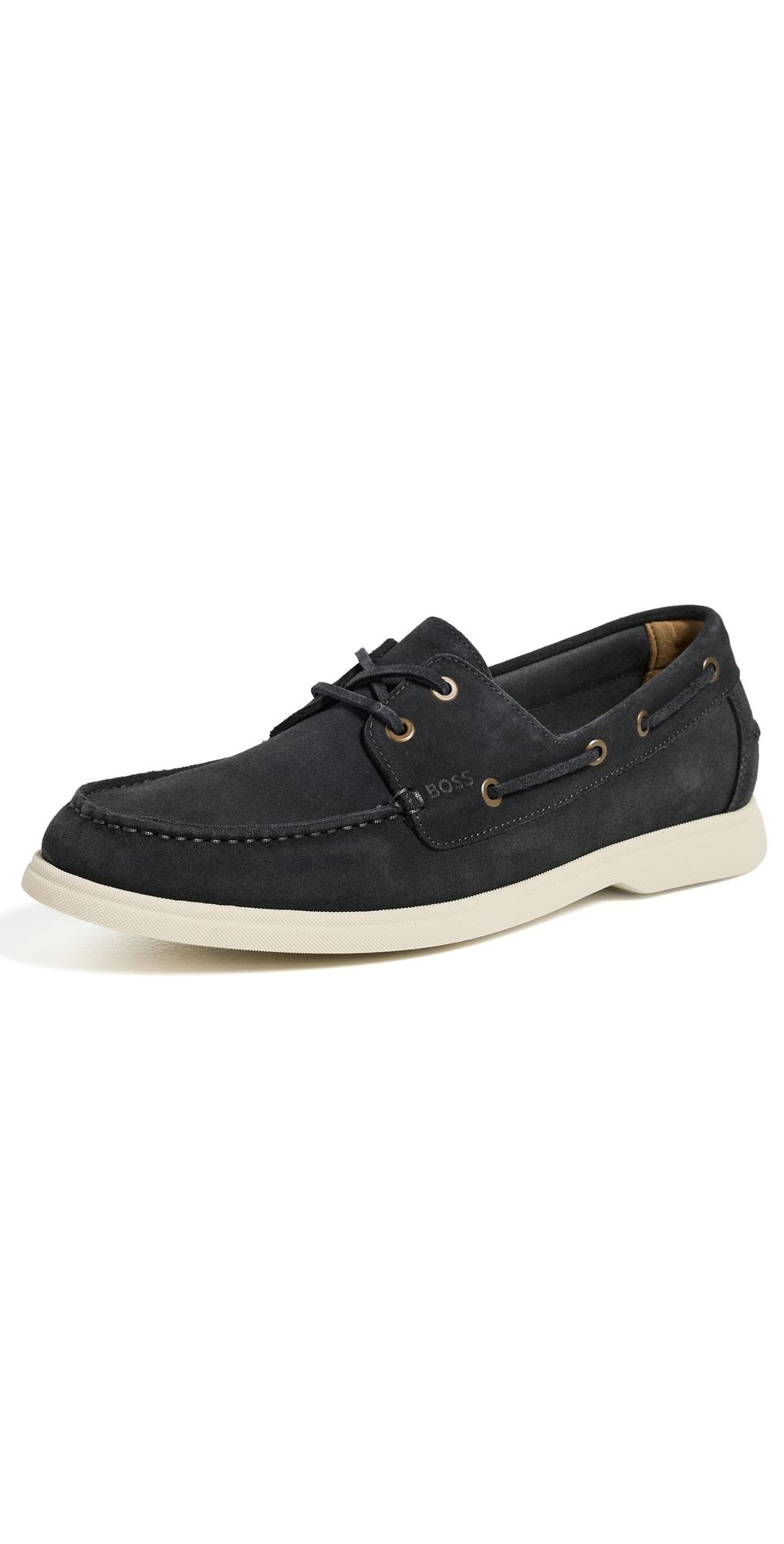 BOSS Sienne Suede Boat Shoes Dark Grey 12