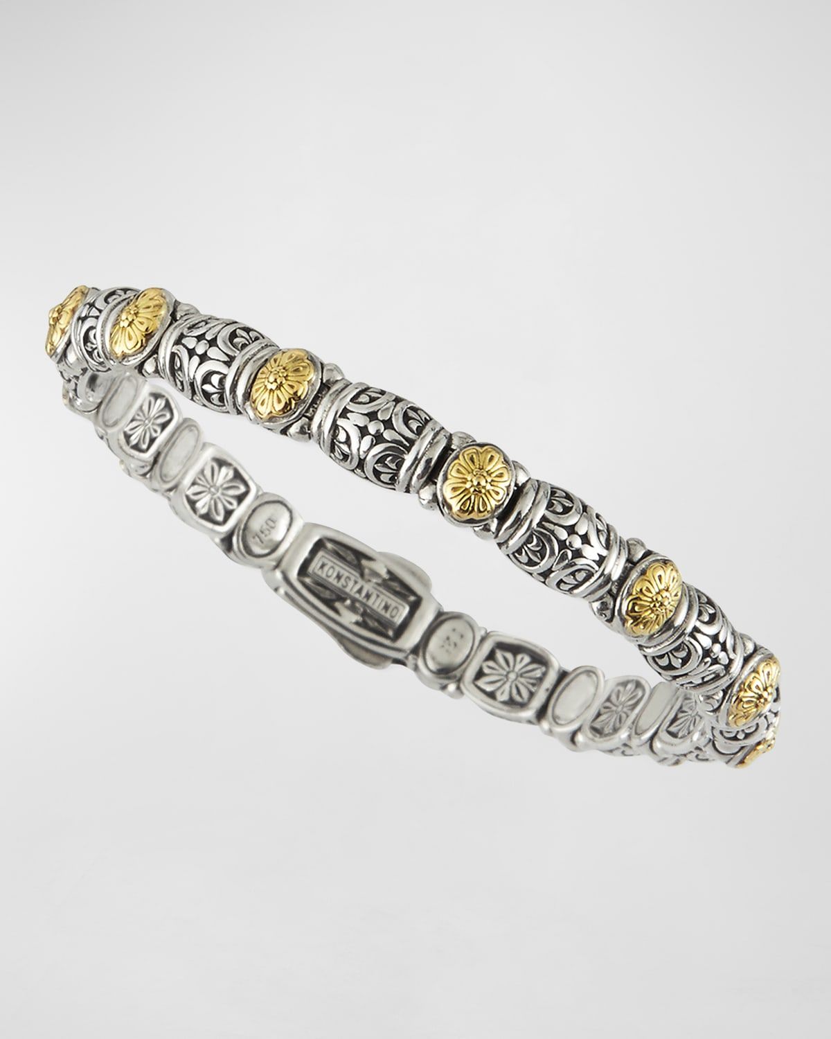 Sterling Silver/18k Gold Dotted Clasp Bracelet