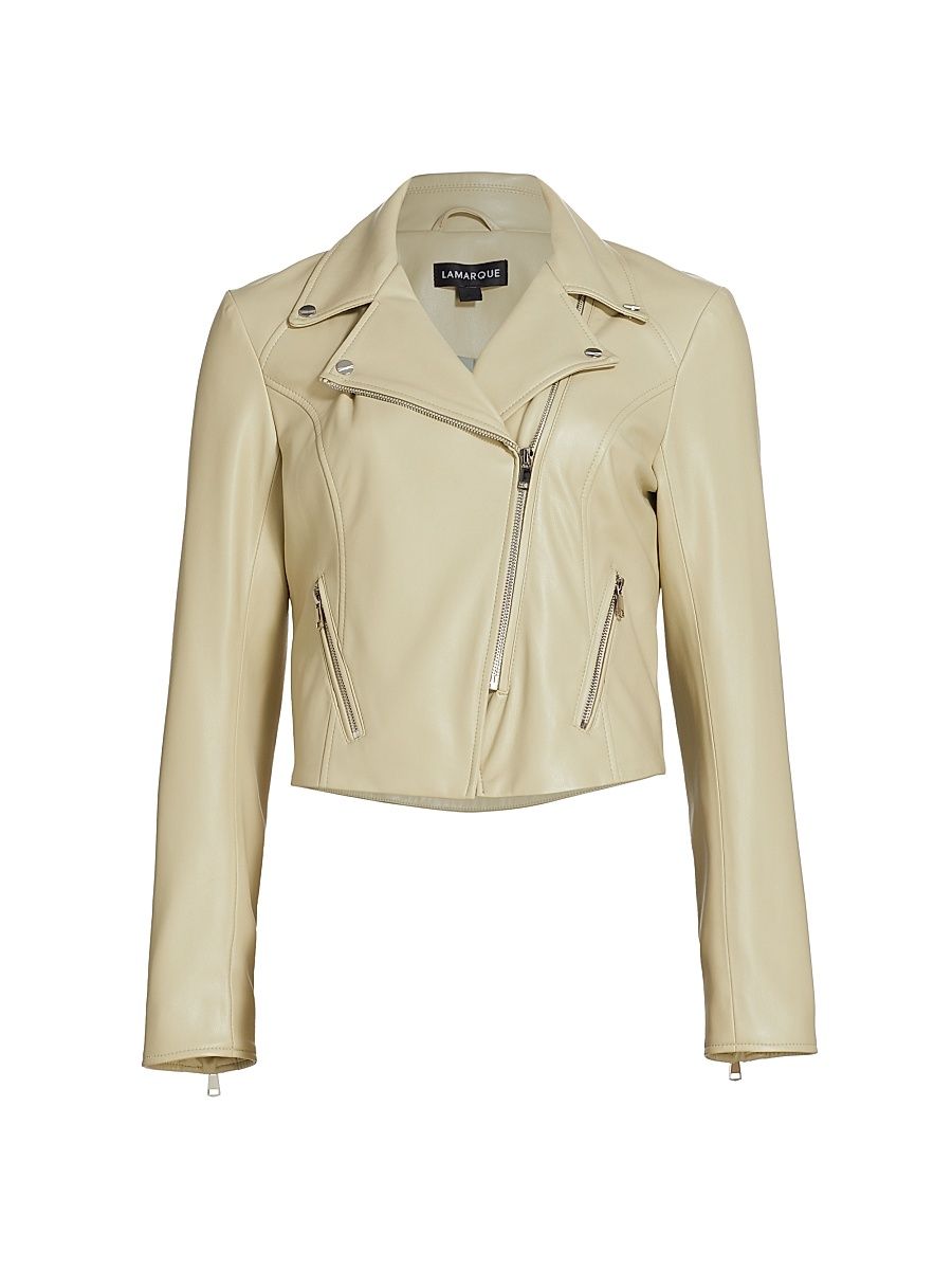 Women's Monica Vegan Leather Biker Jacket - Sage - Size XL