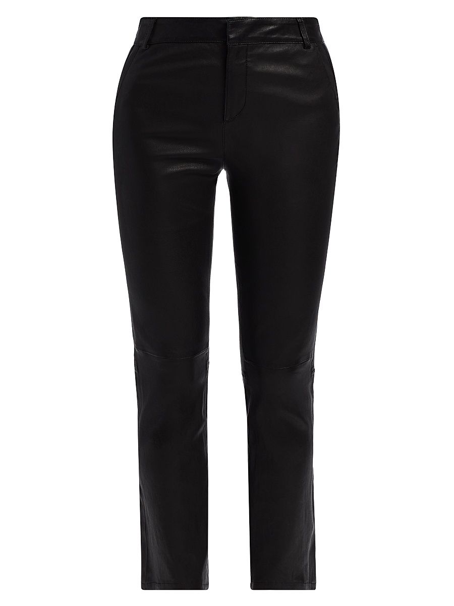 Women's Ketra Leather Baby Boot-Cut Trousers - Black - Size 12