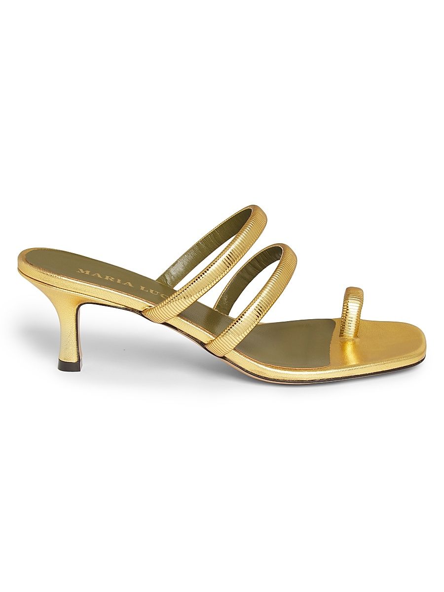 Women's Modia 60MM Leather Sandals - Gold - Size 8.5