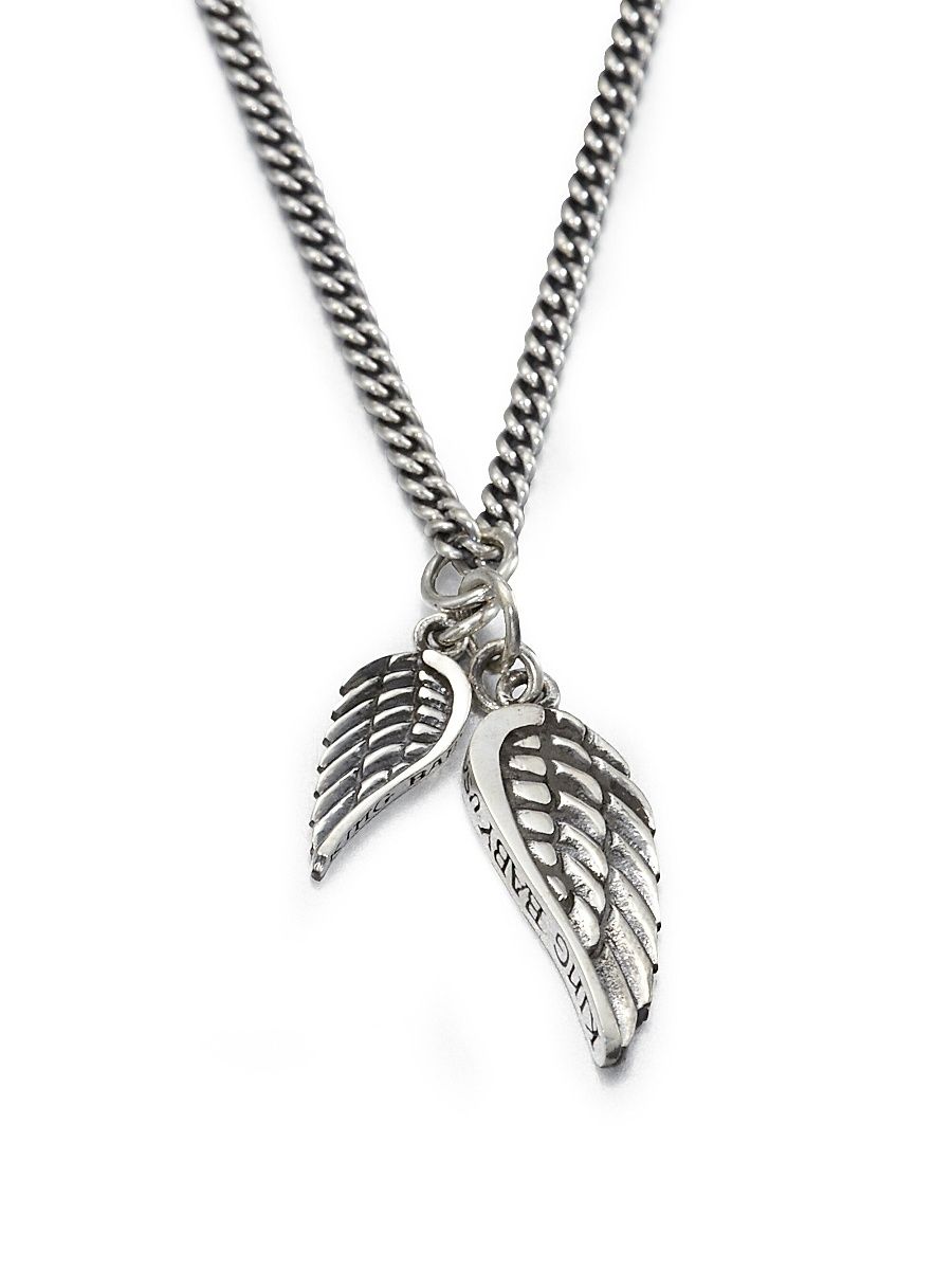 Men's Double Wing Pendant Necklace - Silver