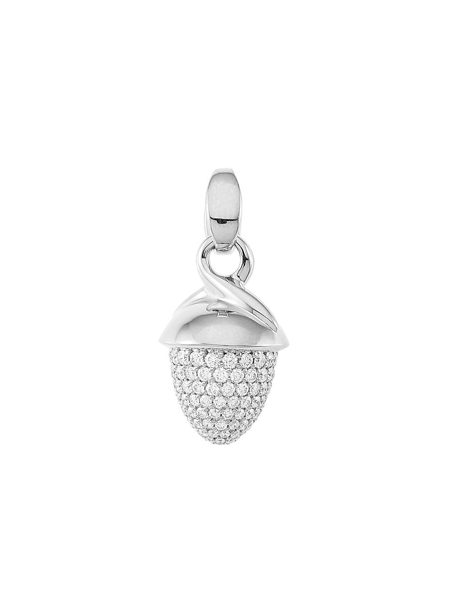 Women's Mikado Bouquet 18K White Gold & Diamond Pavé Acorn Pendant - White Gold