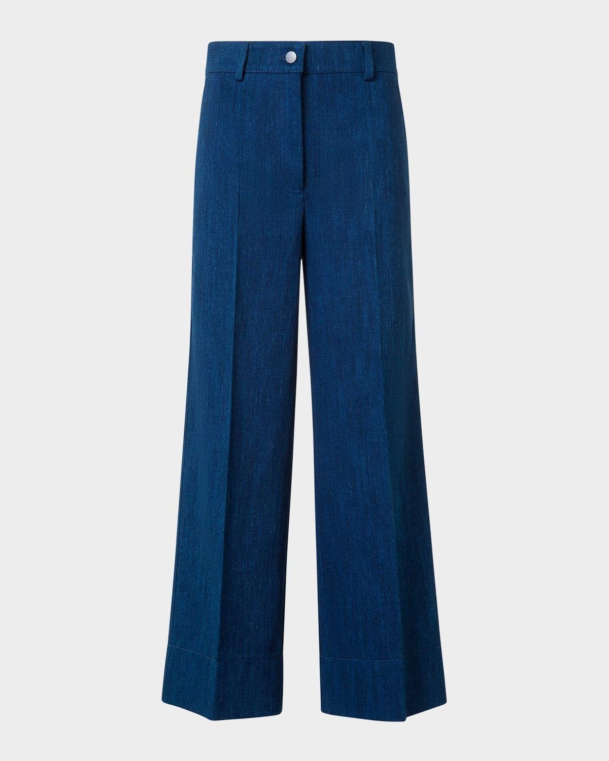 Signature Dot Application Denim Wide Leg Pants