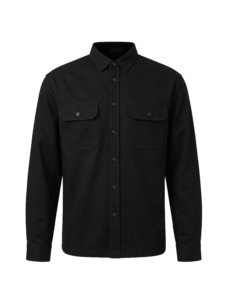 Men's Evander Cotton-Linen Shirt Jacket - Black - Size XXL