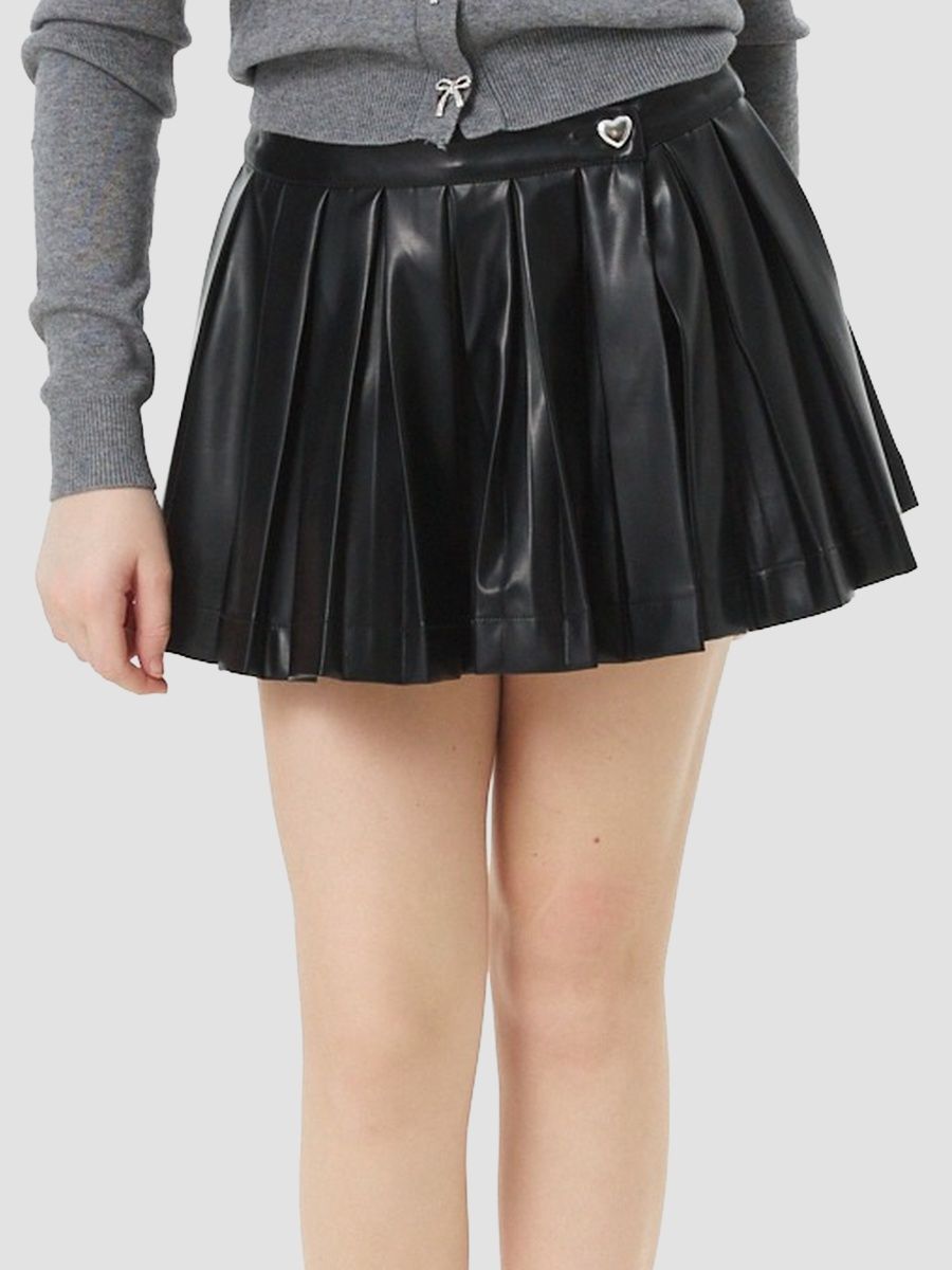 Theme Girl's Girl's ​Jane Faux Leather Pleated Skort - Black - Size 7