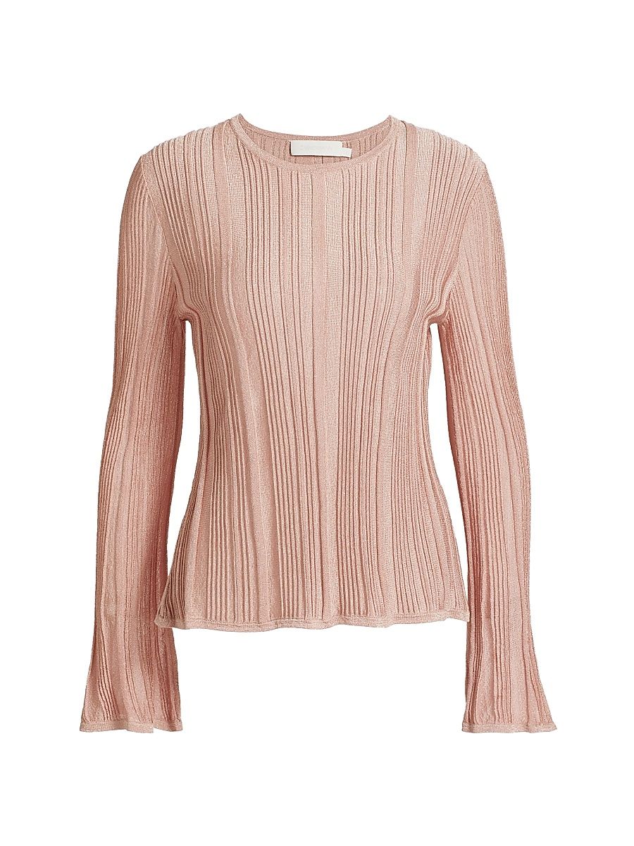Women's Lucky Metallic Ribbed Top - Metallic Pink - Size 2
