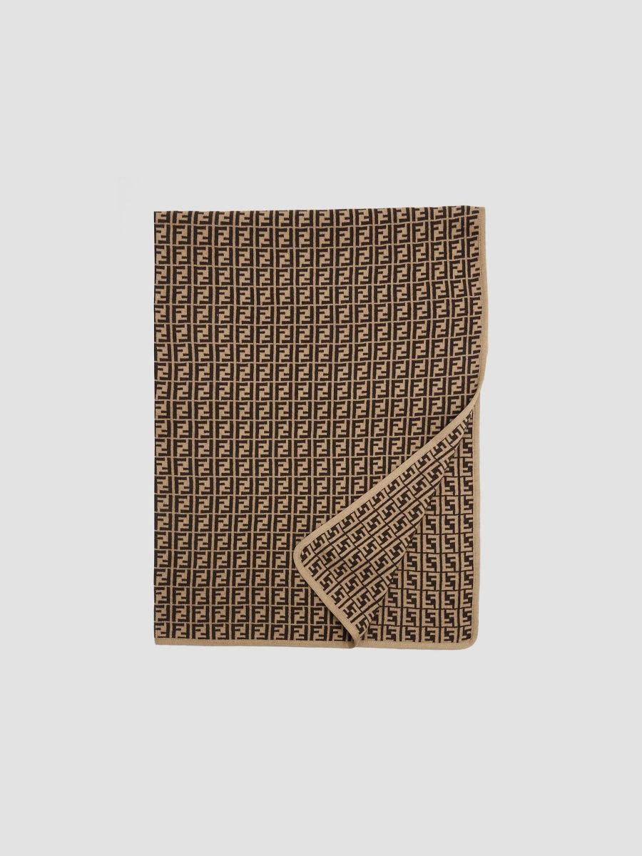 Women's Cotton-Cashmere FF Scarf - Marrone