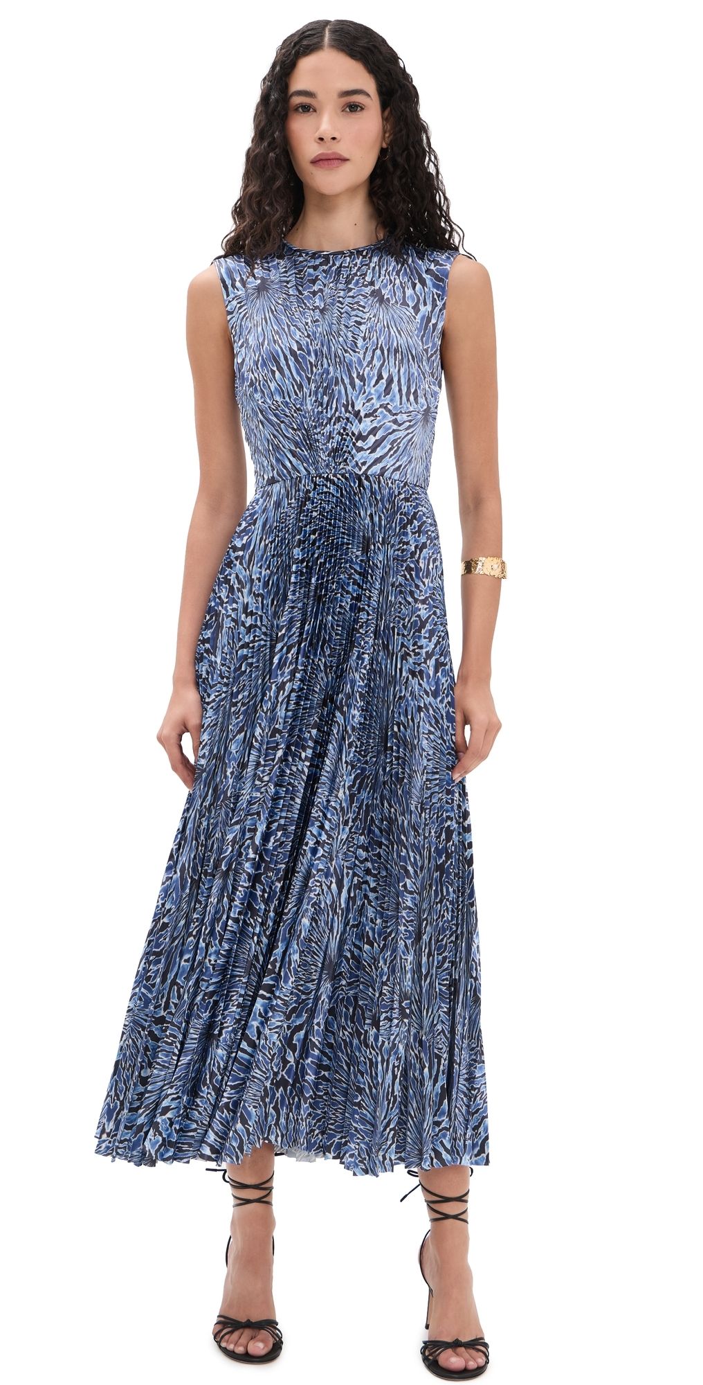 Ulla Johnson Malin Short Sleeve Satin Dress Lapis 14