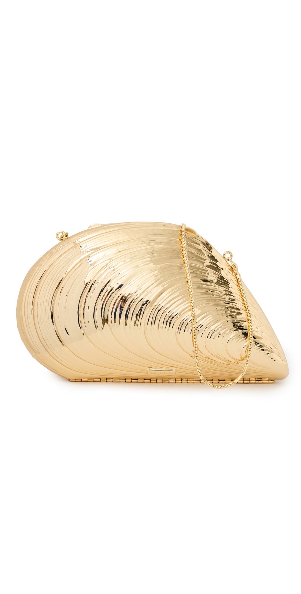 SIMKHAI Bridget Metal Oyster Shell Clutch Gold One Size