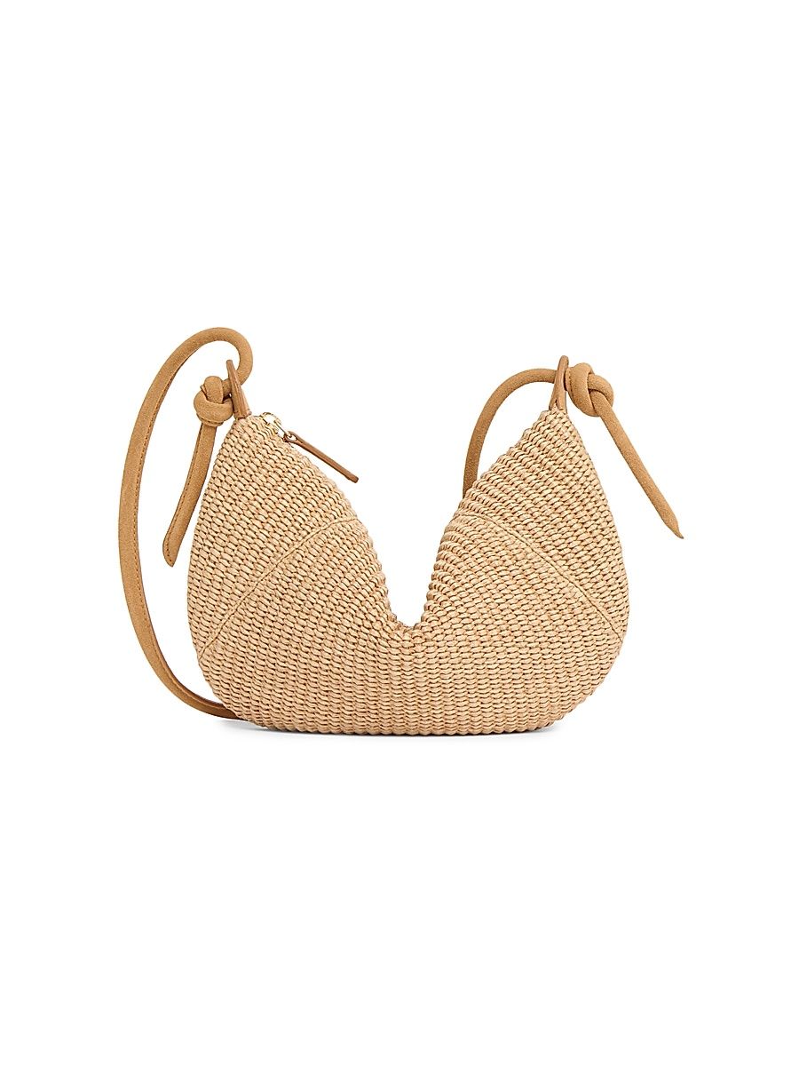 Women's Mini Fortuna Raffia & Suede Crossbody Bag - Natural