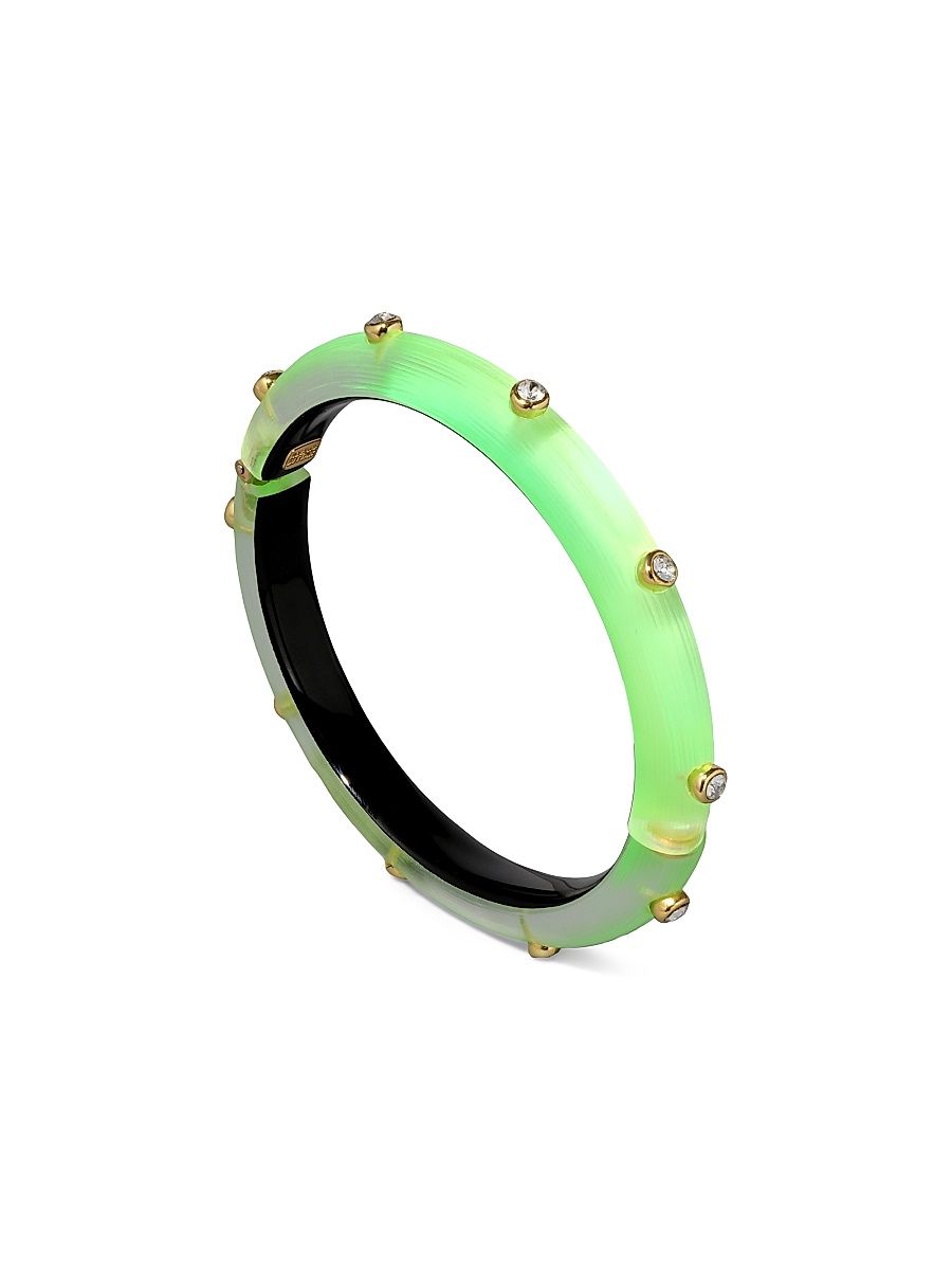Women's Luminous Lucite 14K-Gold-Plated & Crystal Hinged Bracelet - Neon Green
